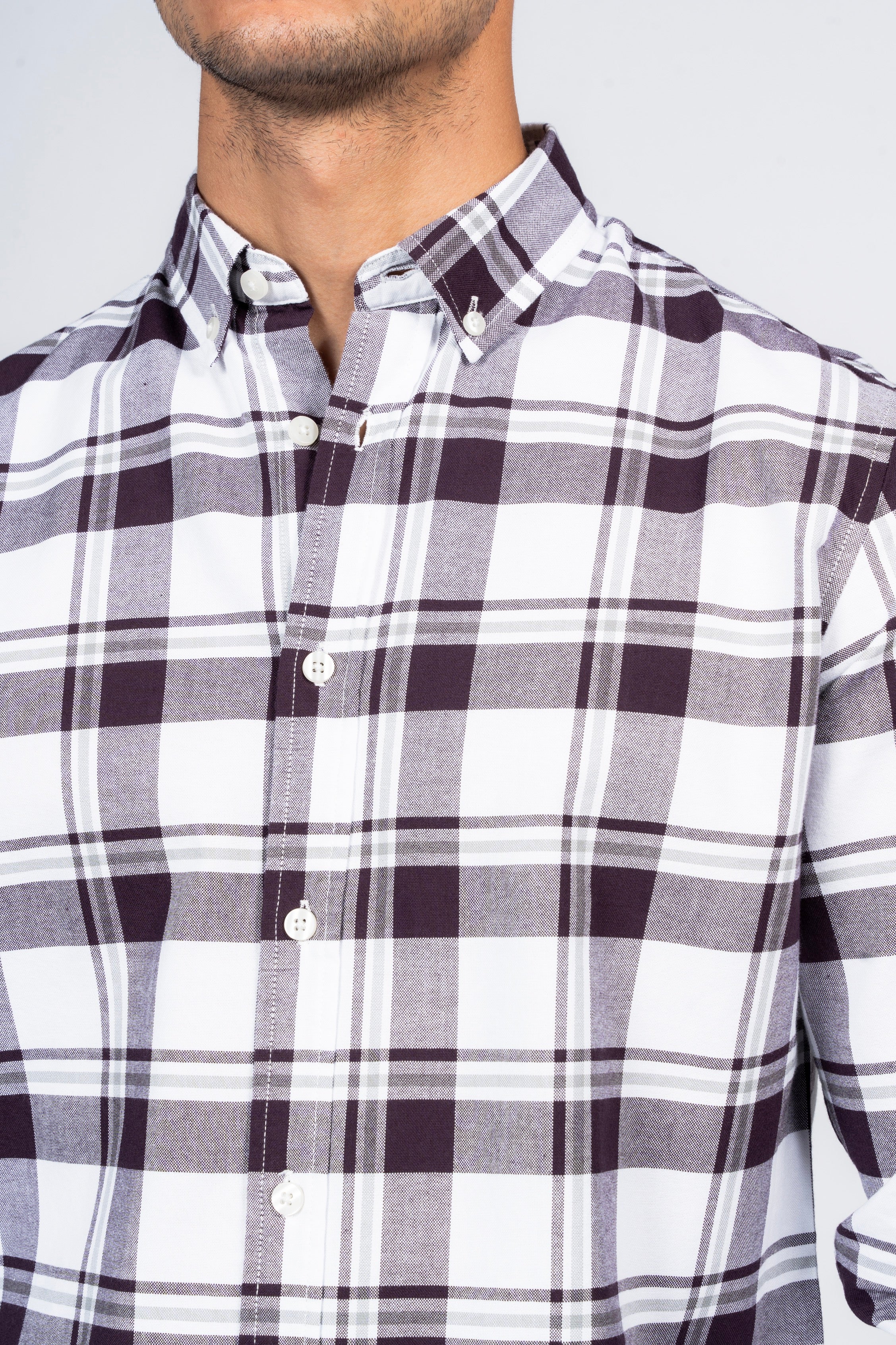 قميص كاروهات بقبة بأزرار من SHIRTSPRO - لون أرجواني