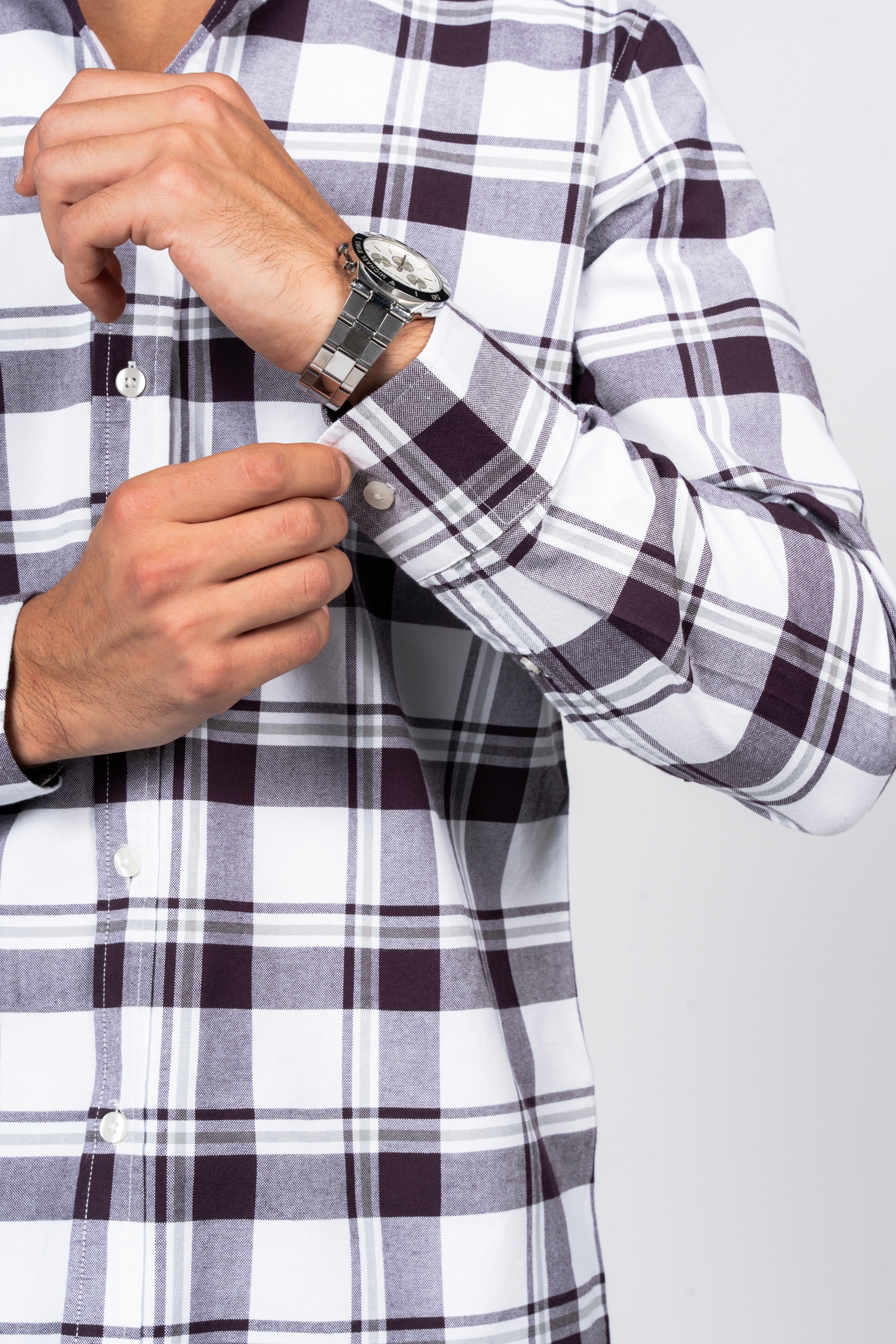 قميص كاروهات بقبة بأزرار من SHIRTSPRO - لون أرجواني - Image 6