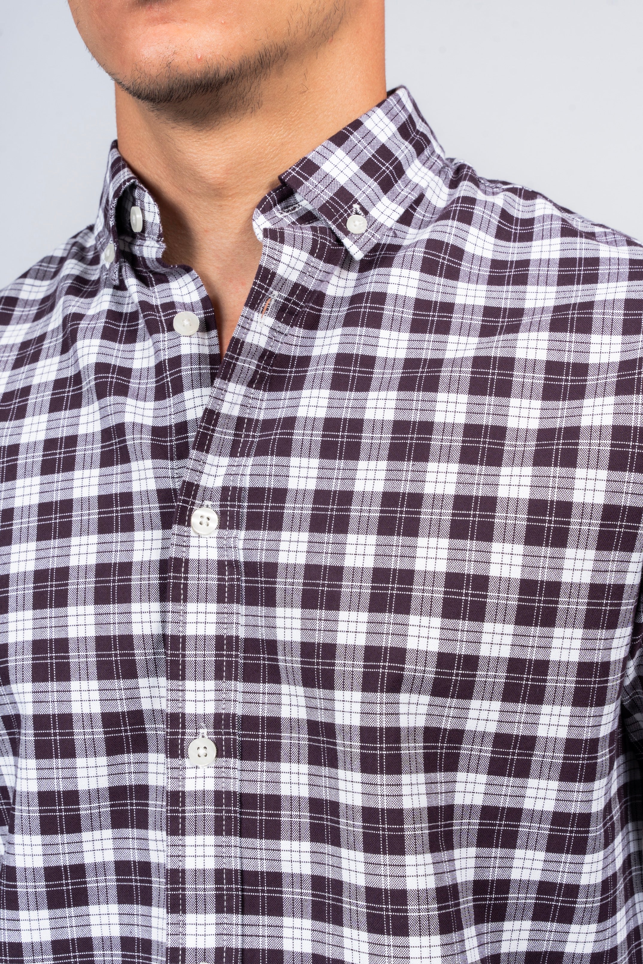 قميص كاروهات بقبة بأزرار من SHIRTSPRO - لون أرجواني - Image 3
