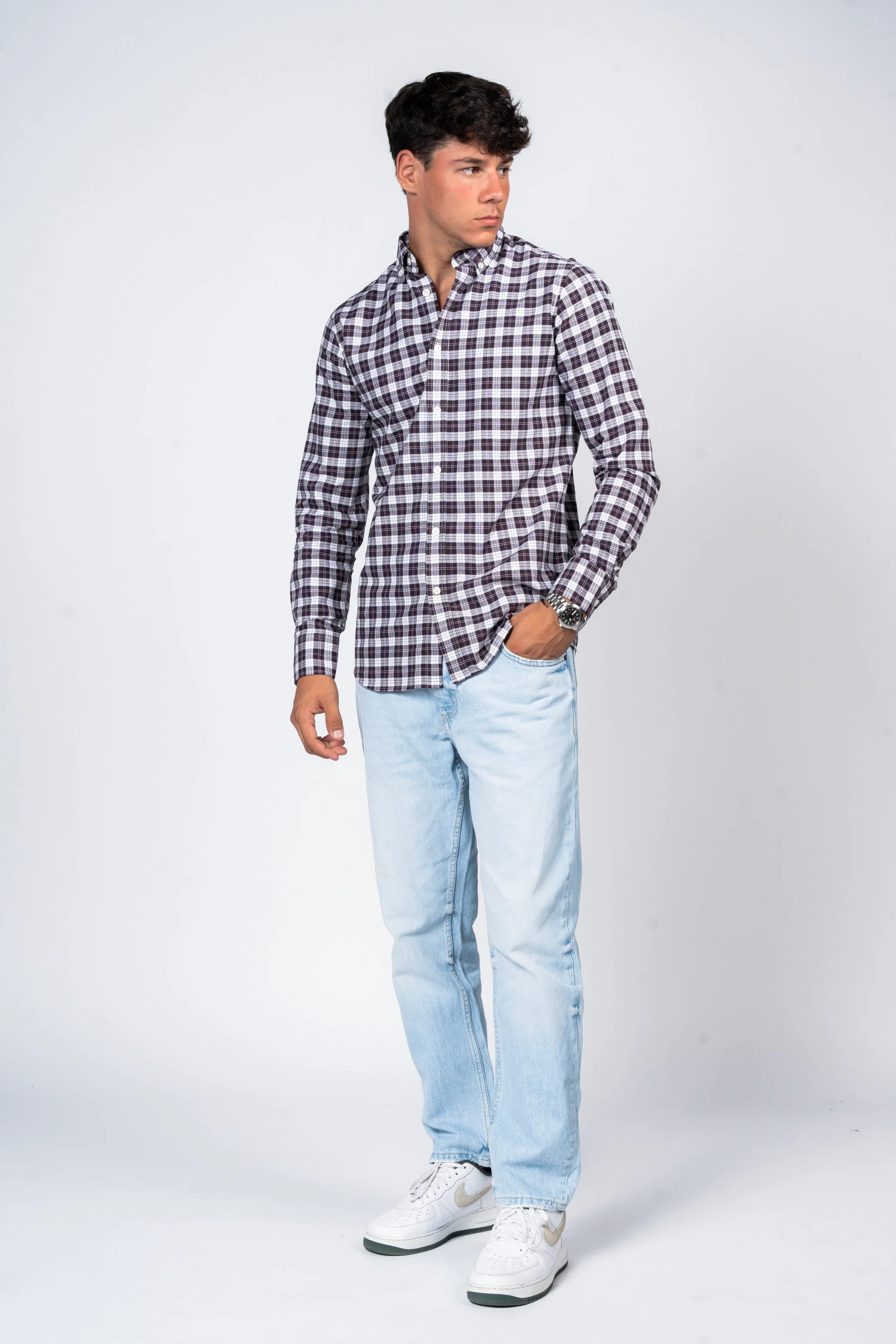 قميص كاروهات بقبة بأزرار من SHIRTSPRO - لون أرجواني - Image 6