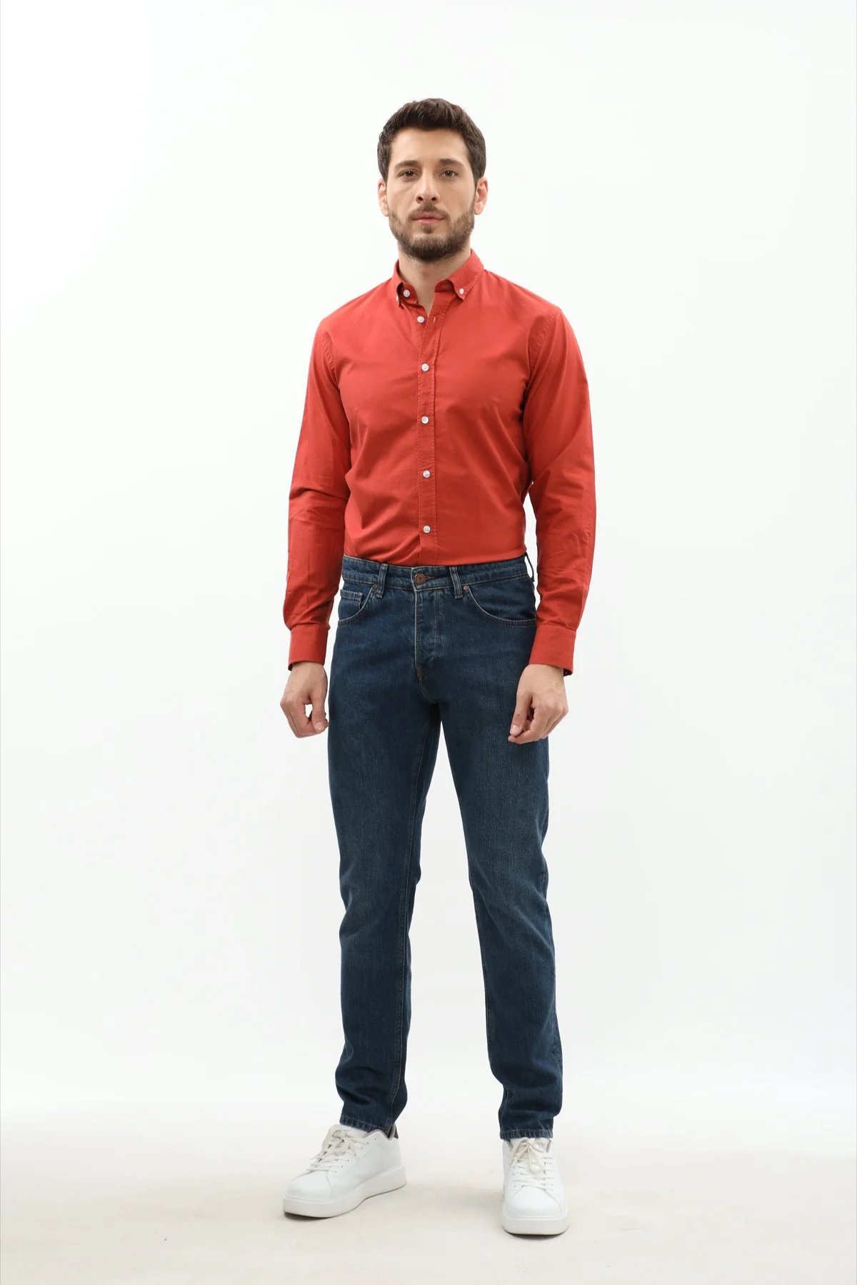 جينز Slim Fit من DNM UNITED - لون أزرق غامق باهت - Image 6