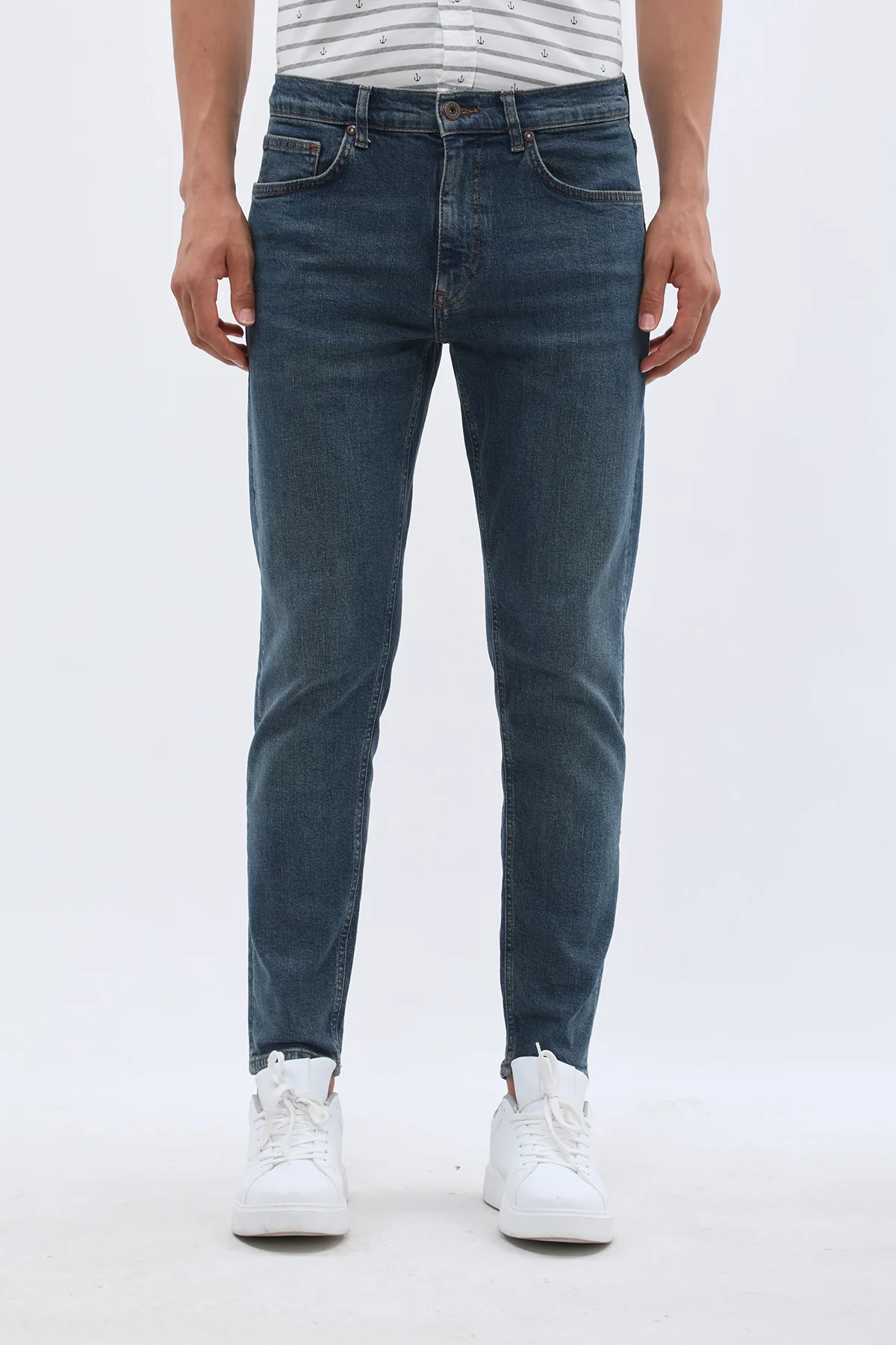 جينز Boyfriend Slim Fit من JEANSPRO - لون كحلي عتيق - Image 3