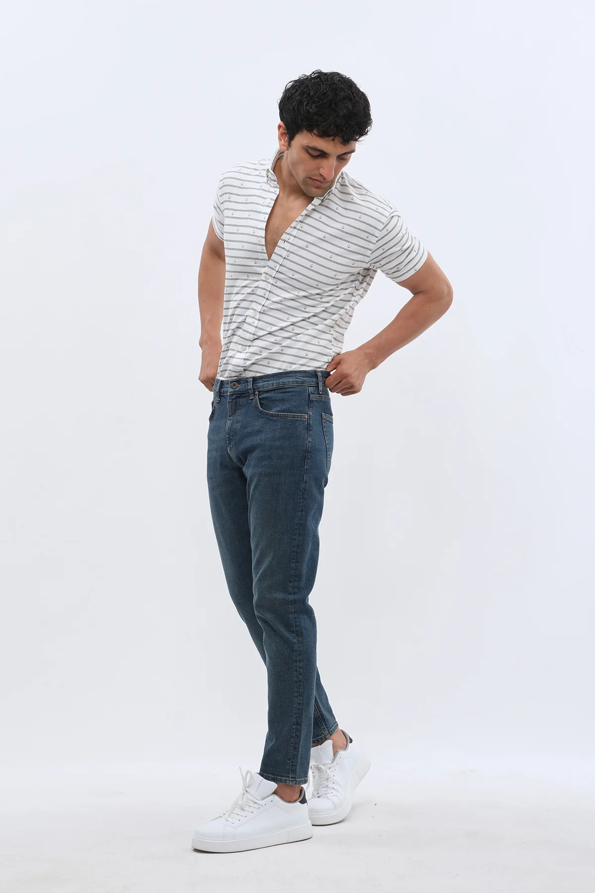 جينز Boyfriend Slim Fit من JEANSPRO - لون كحلي عتيق - Image 7