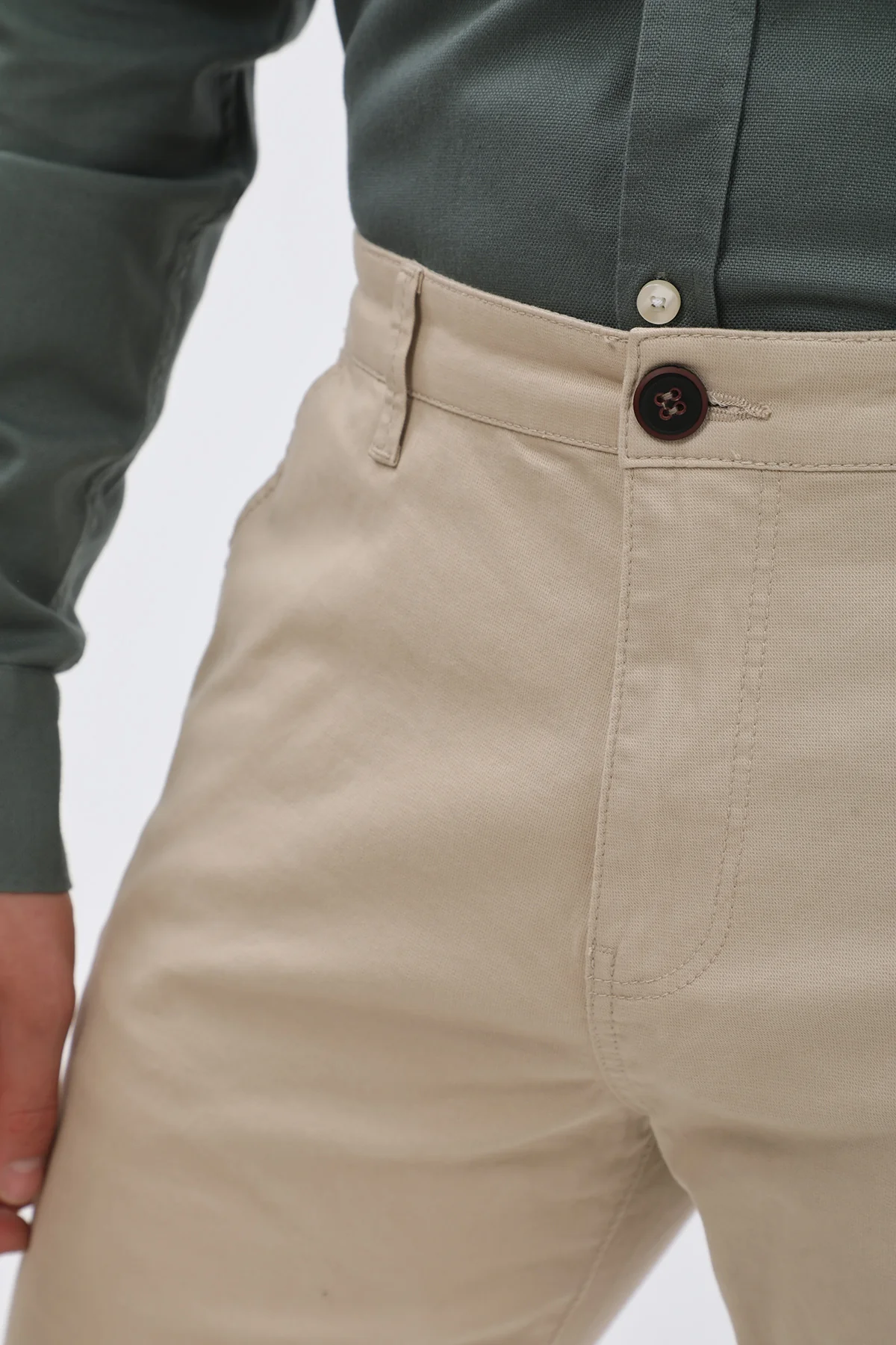 بنطلون كتان Slim Fit من JEANSPRO - لون بيج - Image 4