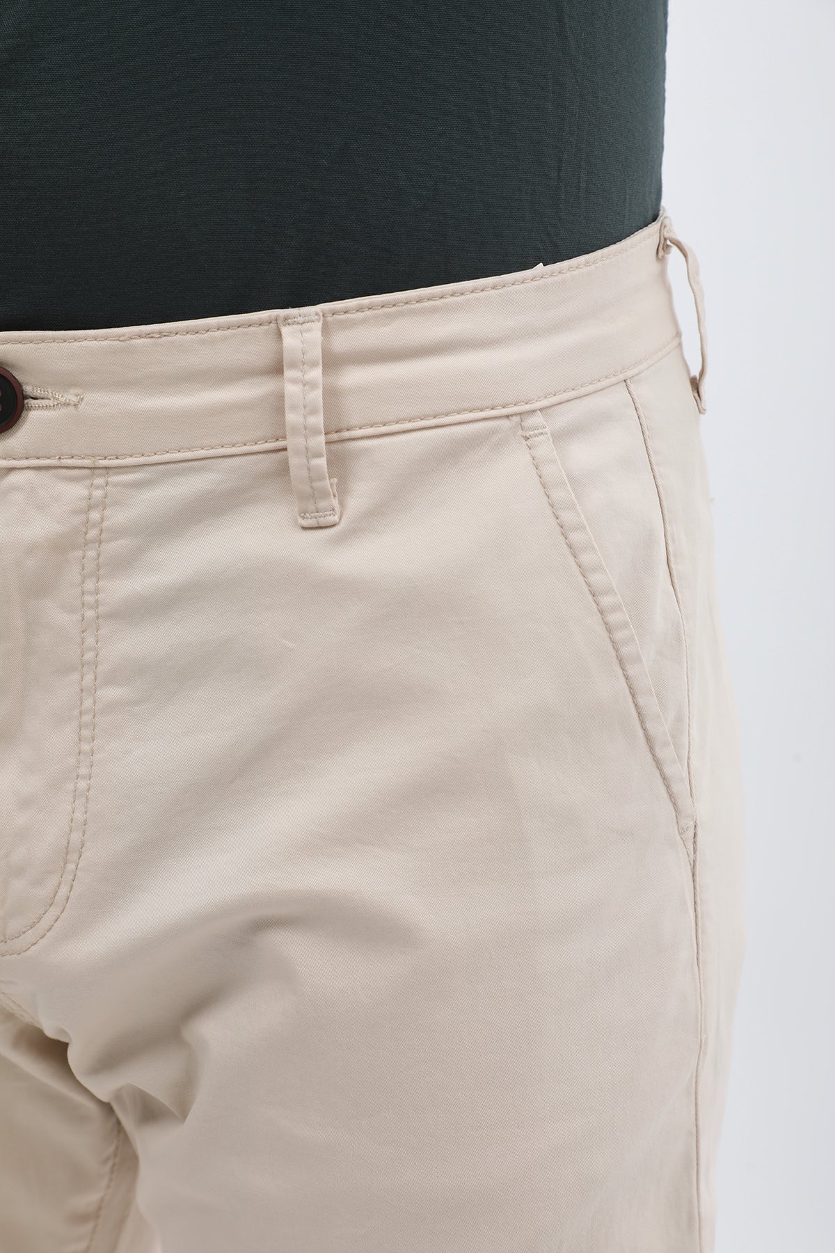 بنطلون كتان Slim Fit من JEANSPRO - لون كريمي - Image 3