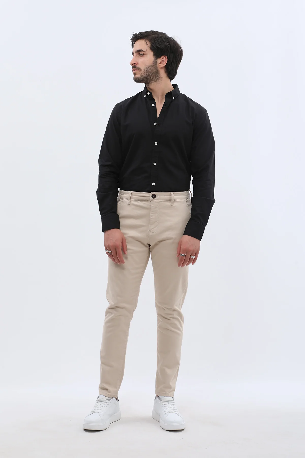 بنطلون كتان Slim Fit من JEANSPRO - لون كريمي - Image 5