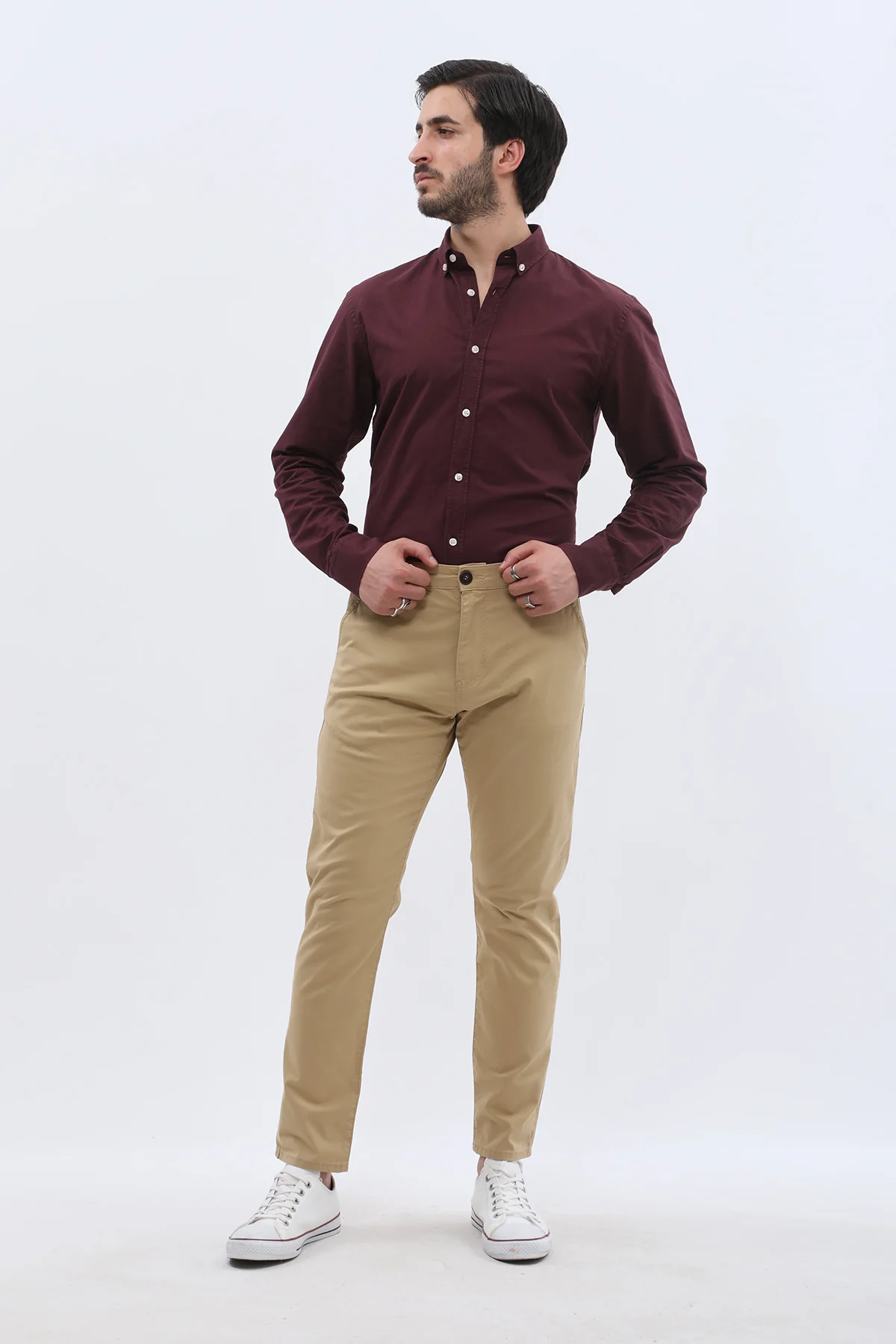 بنطلون كتان Slim Fit من JEANSPRO - لون خردلي - Image 4