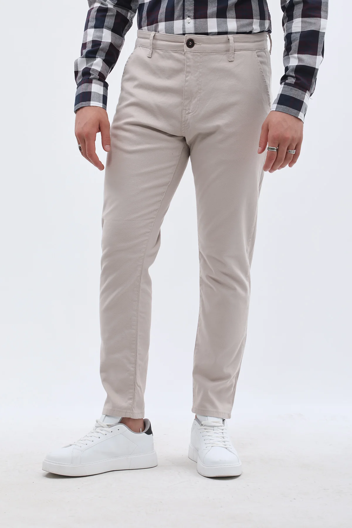 بنطلون كتان Slim Fit من JEANSPRO - لون حجري - Image 3