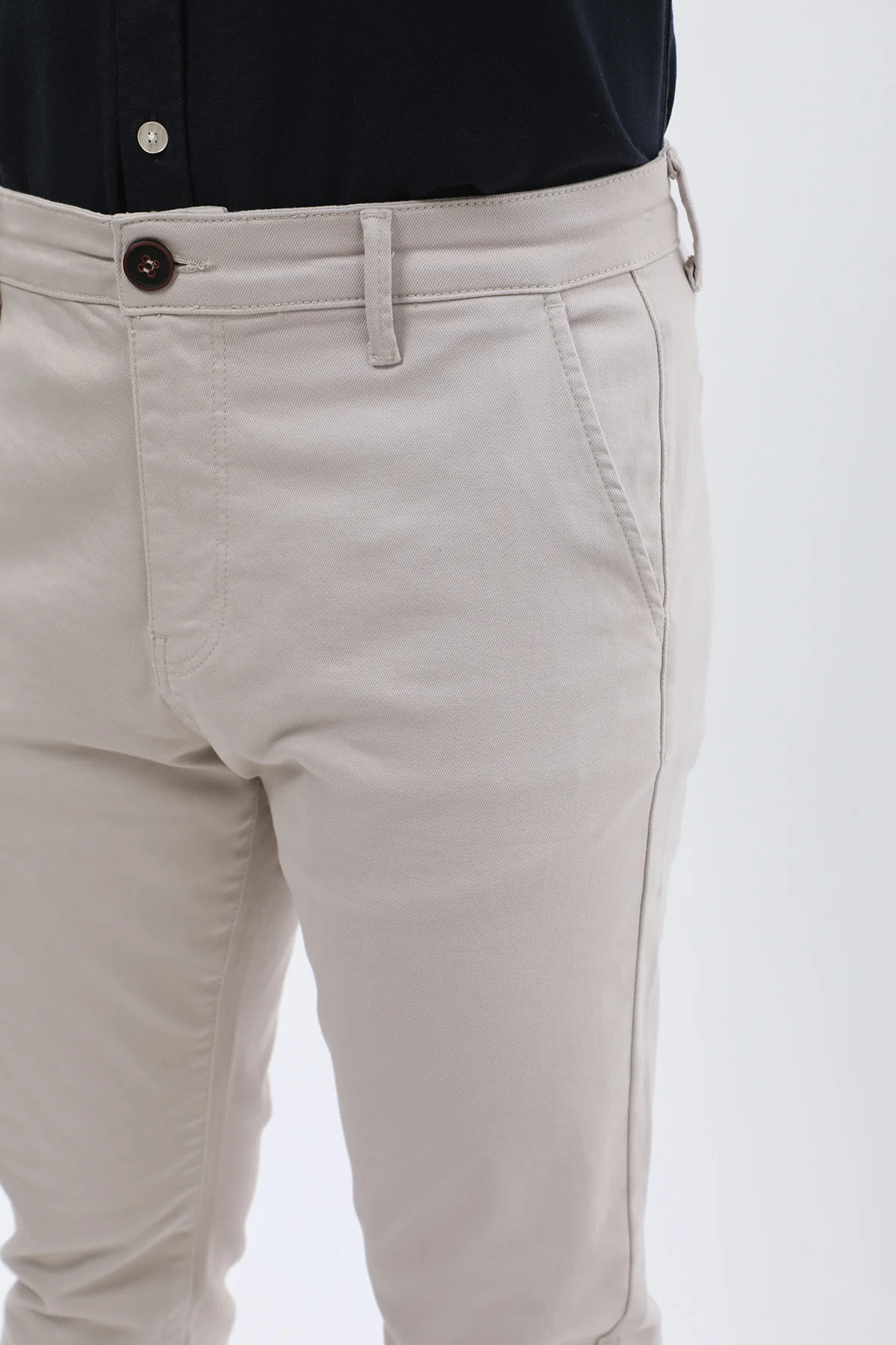 بنطلون كتان Slim Fit من JEANSPRO - لون حجري - Image 4
