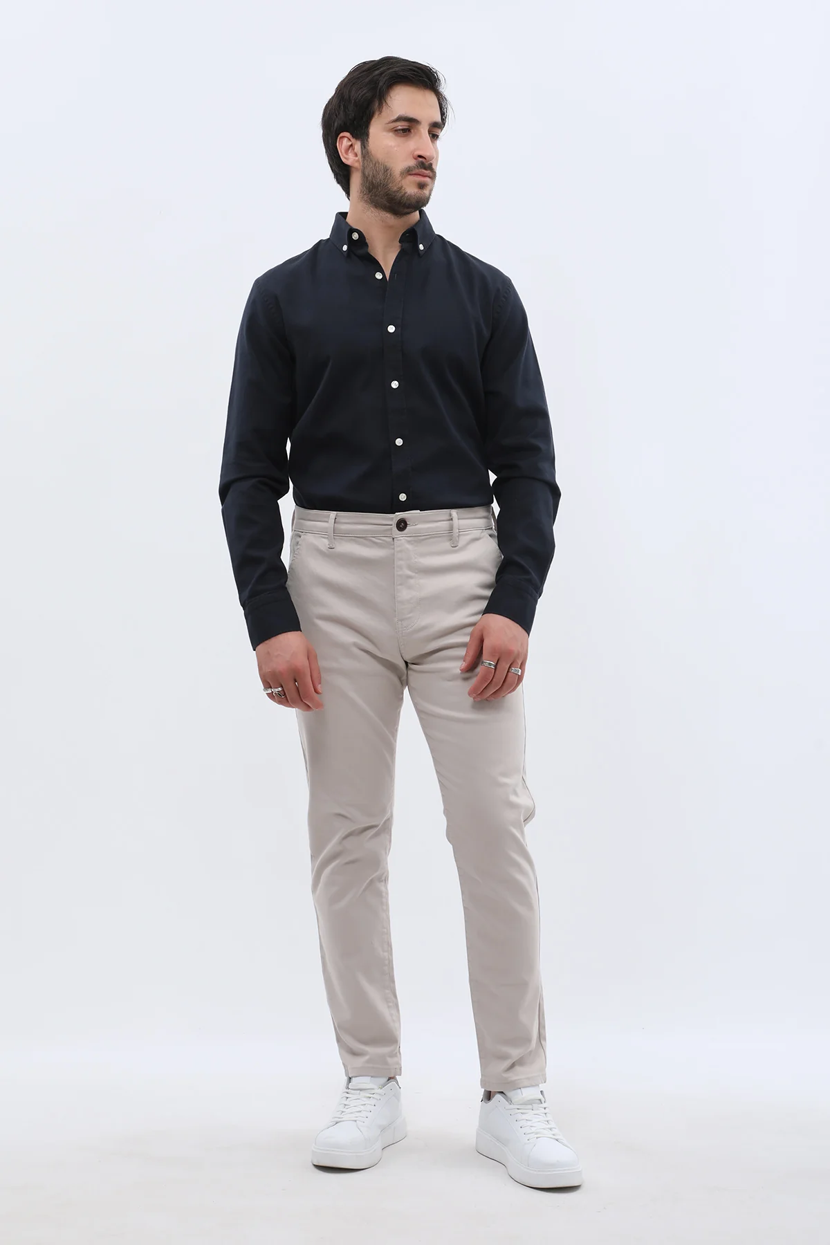 بنطلون كتان Slim Fit من JEANSPRO - لون حجري - Image 5