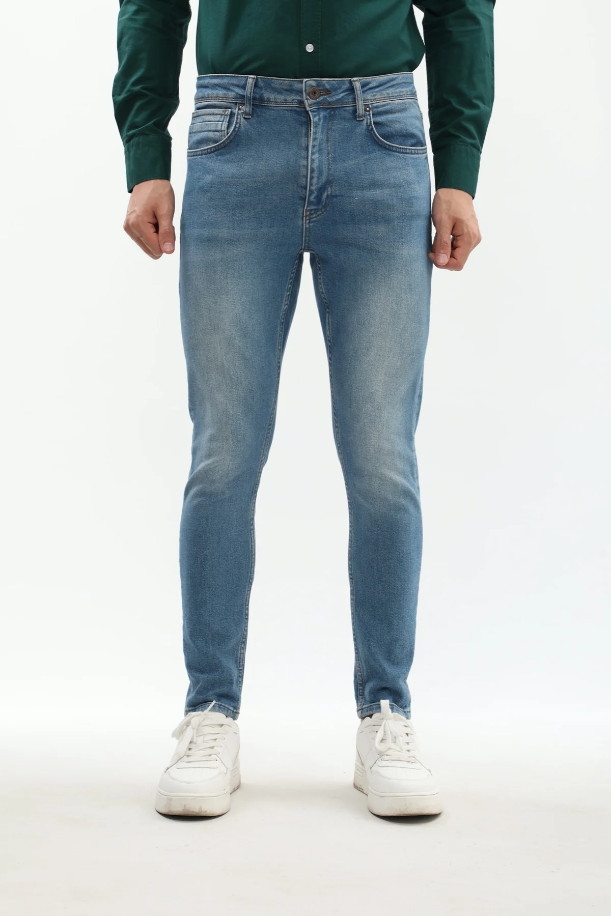جينز Slim Fit من JEANSPRO - لون أزرق فاتح باهت