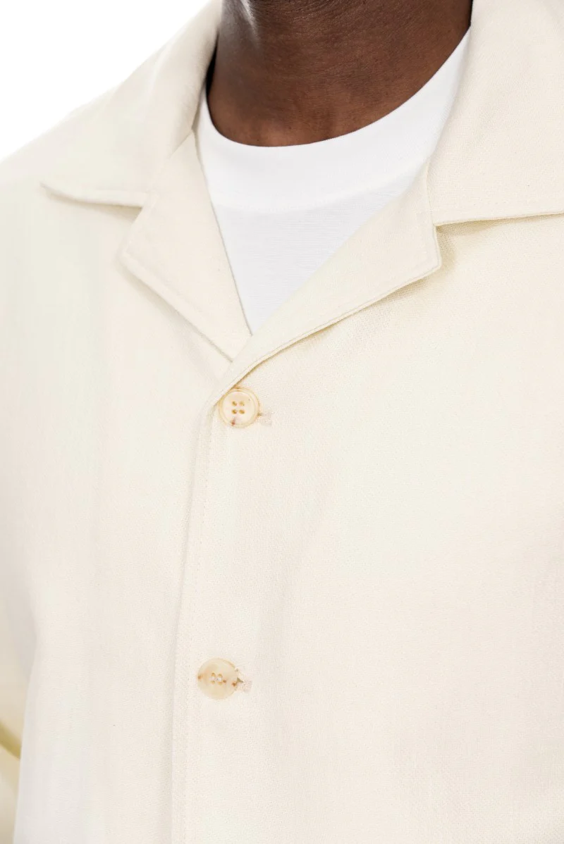 جاكيت قطني بأزرار وقصة مريحة - لون أبيض كريمي - Image 3