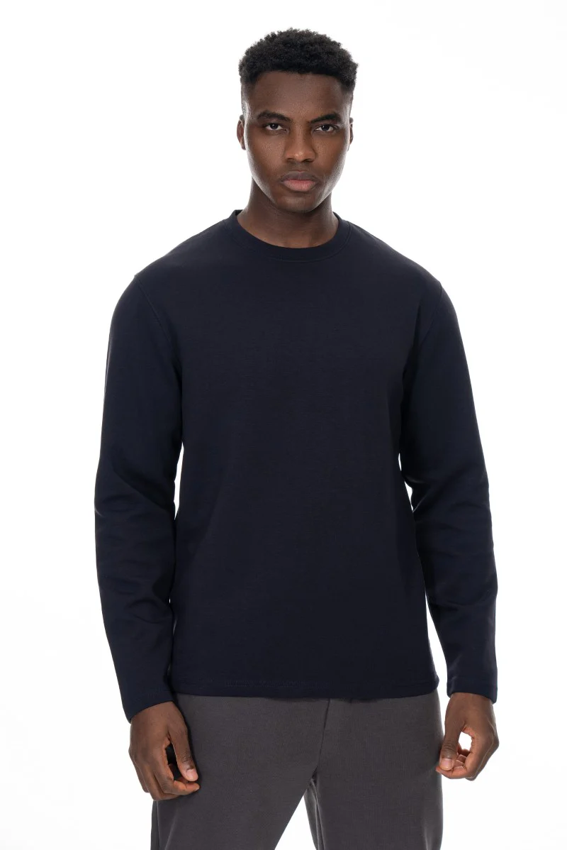 سويت شيرت قطني أساسي - كحلي