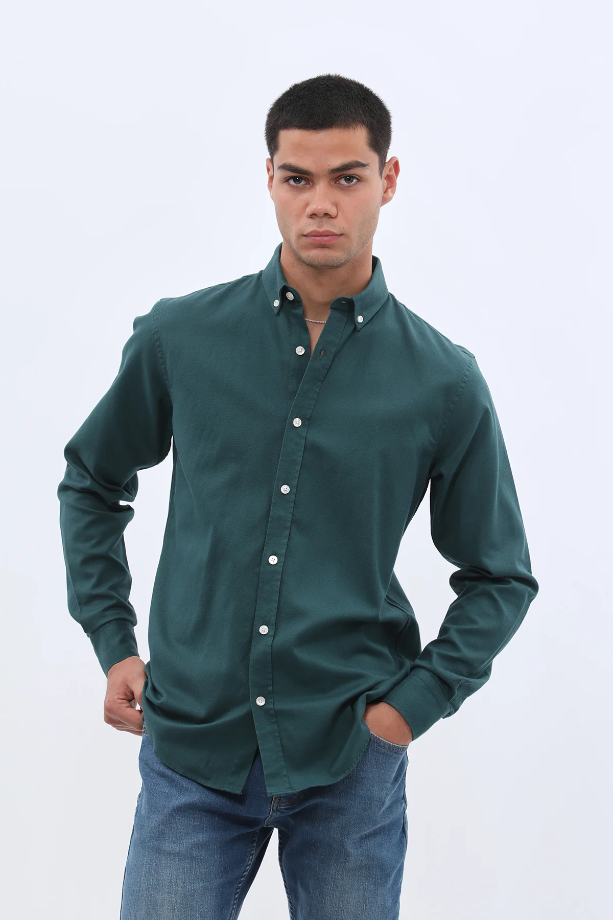 قميص باسكت بقبة بأزرار من SHIRTSPRO - لون فيروزي غامق - Image 3
