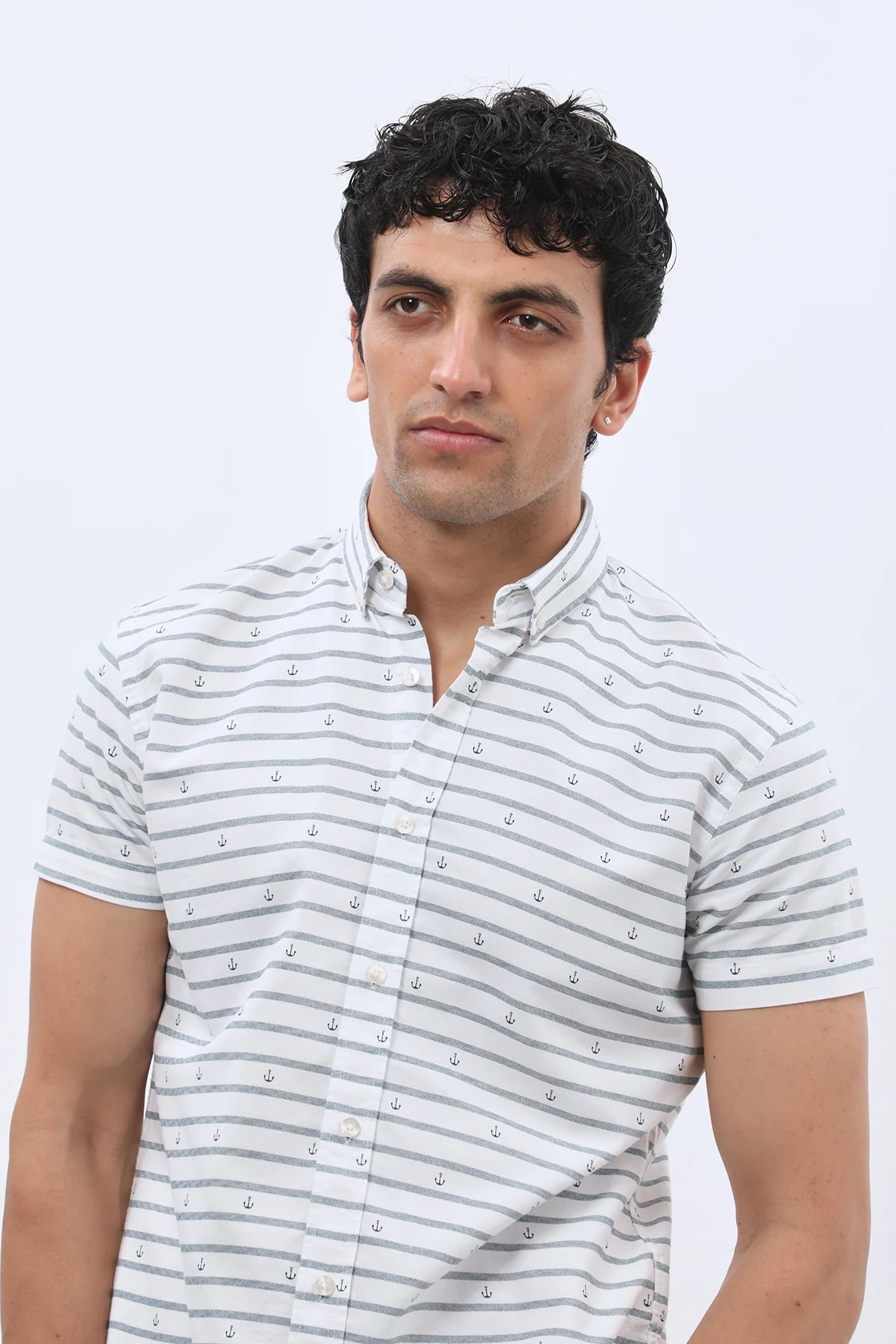قميص مخطط بأكمام قصيرة وقبة بأزرار من SHIRTSPRO - لون ازرق - Image 5