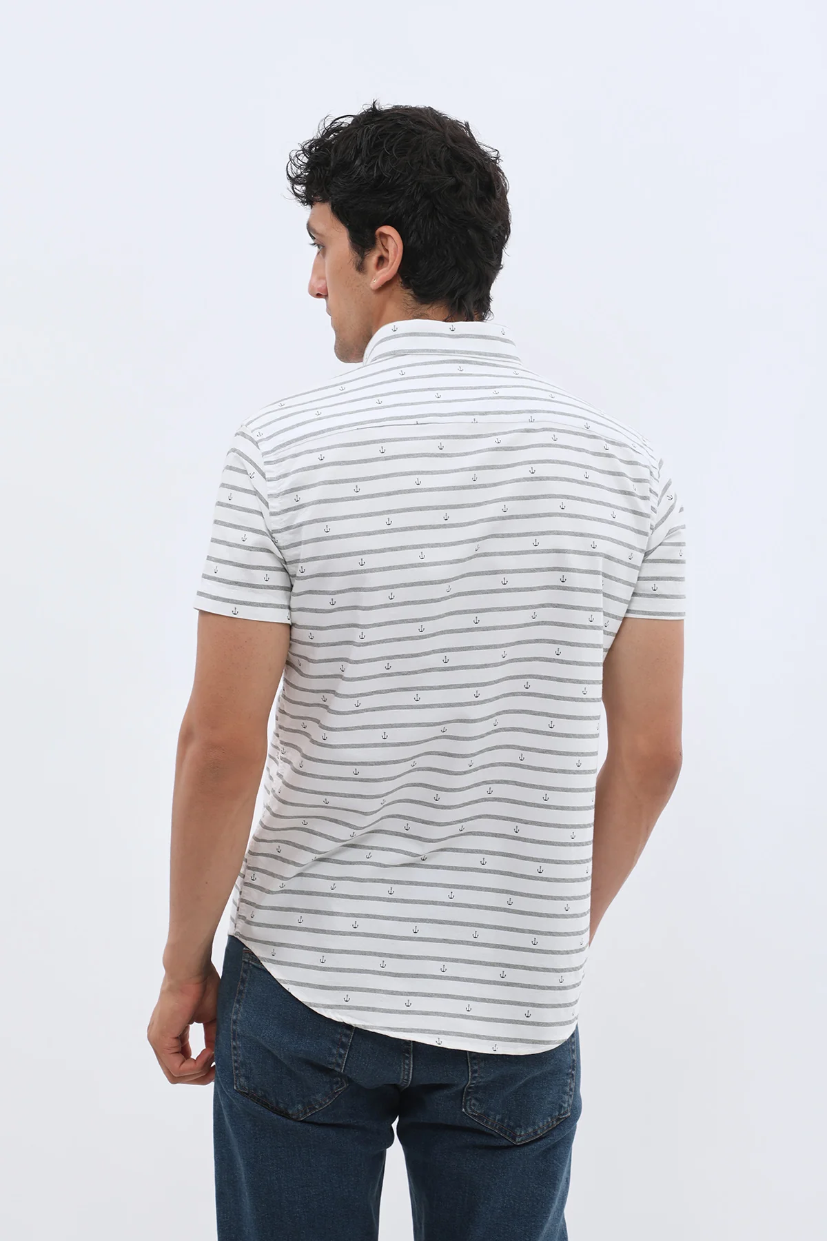 قميص مخطط بأكمام قصيرة وقبة بأزرار من SHIRTSPRO - لون أخضر - Image 6