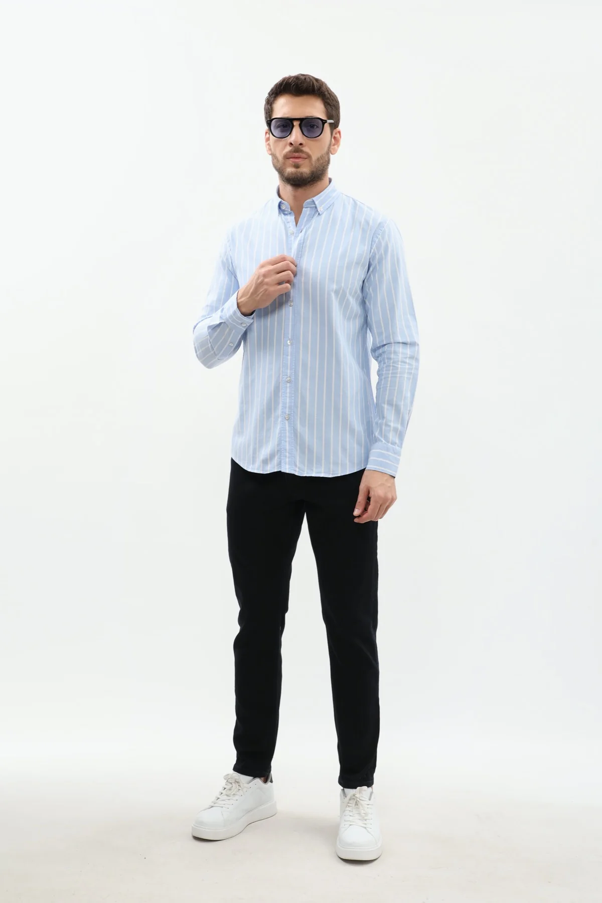 قميص مخطط بقبة بأزرار من SHIRTSPRO - لون أزرق - Image 4