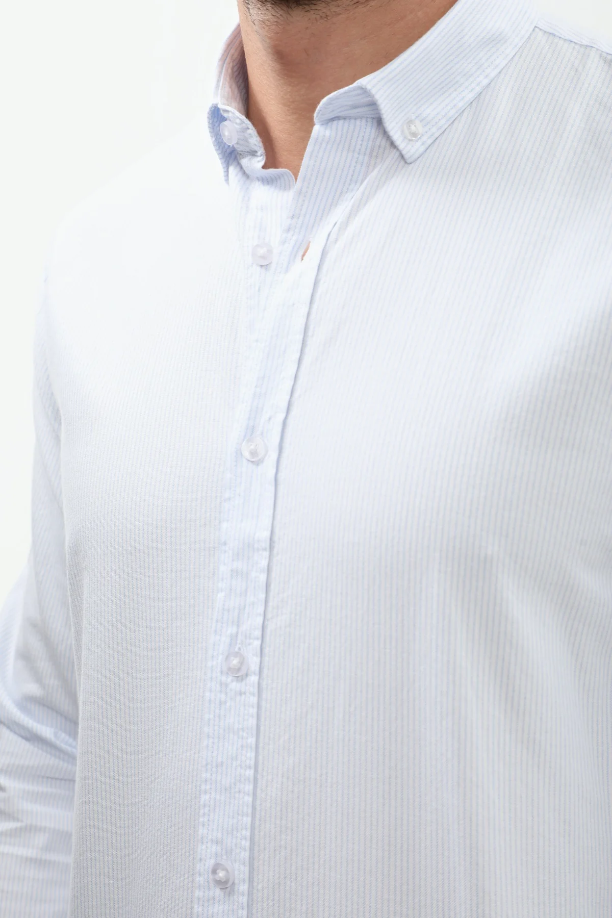 قميص مخطط بقبة بأزرار من SHIRTSPRO - لون ازرق