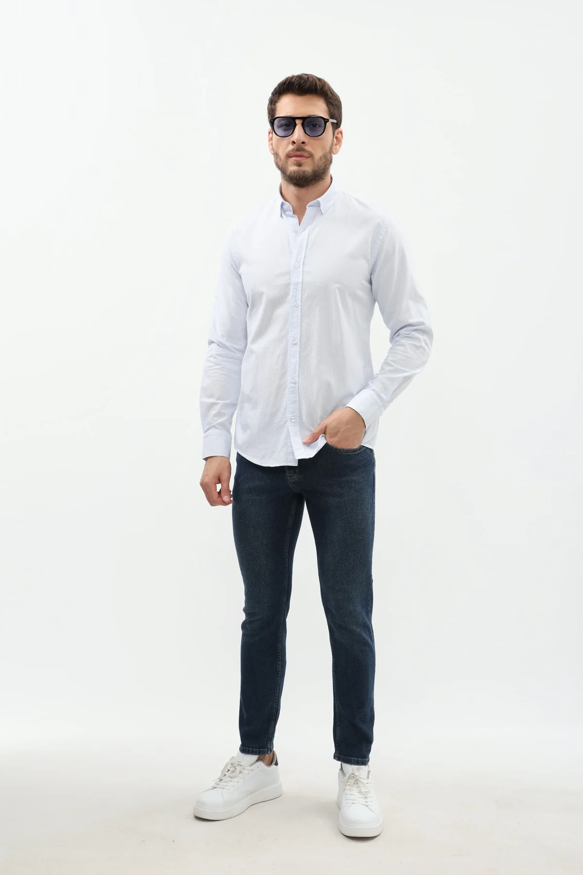 قميص مخطط بقبة بأزرار من SHIRTSPRO - لون ازرق - Image 4