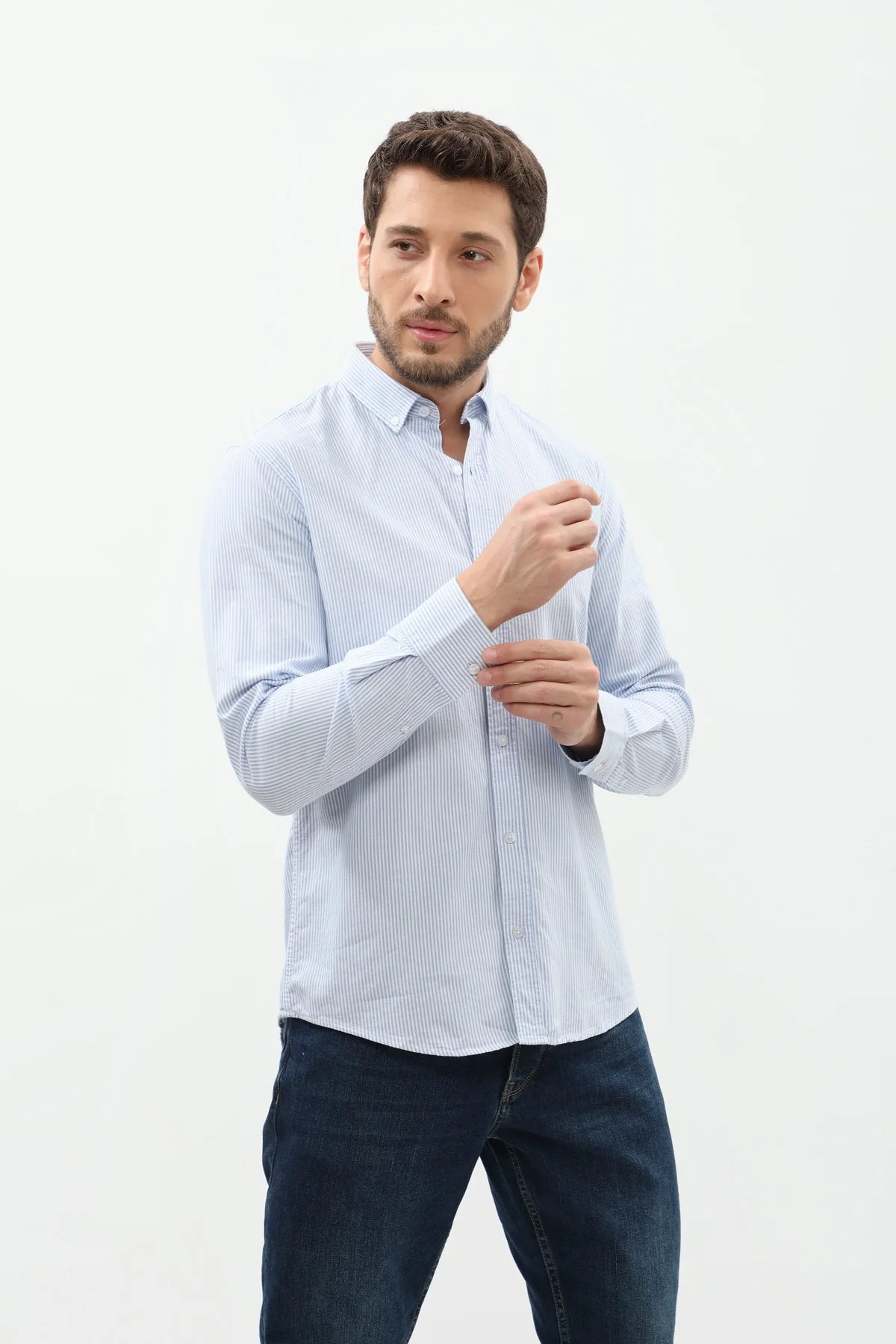 قميص مخطط بقبة بأزرار من SHIRTSPRO - لون أزرق - Image 4