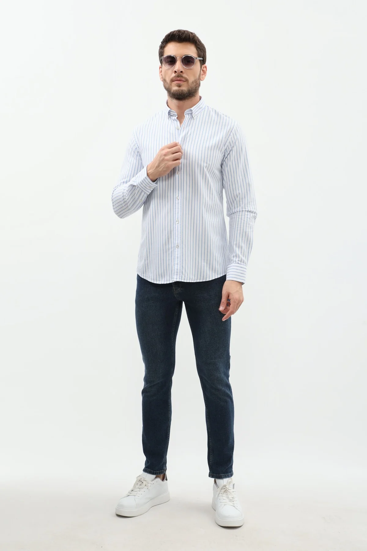 قميص مخطط بقبة بأزرار من SHIRTSPRO - لون أزرق - Image 4