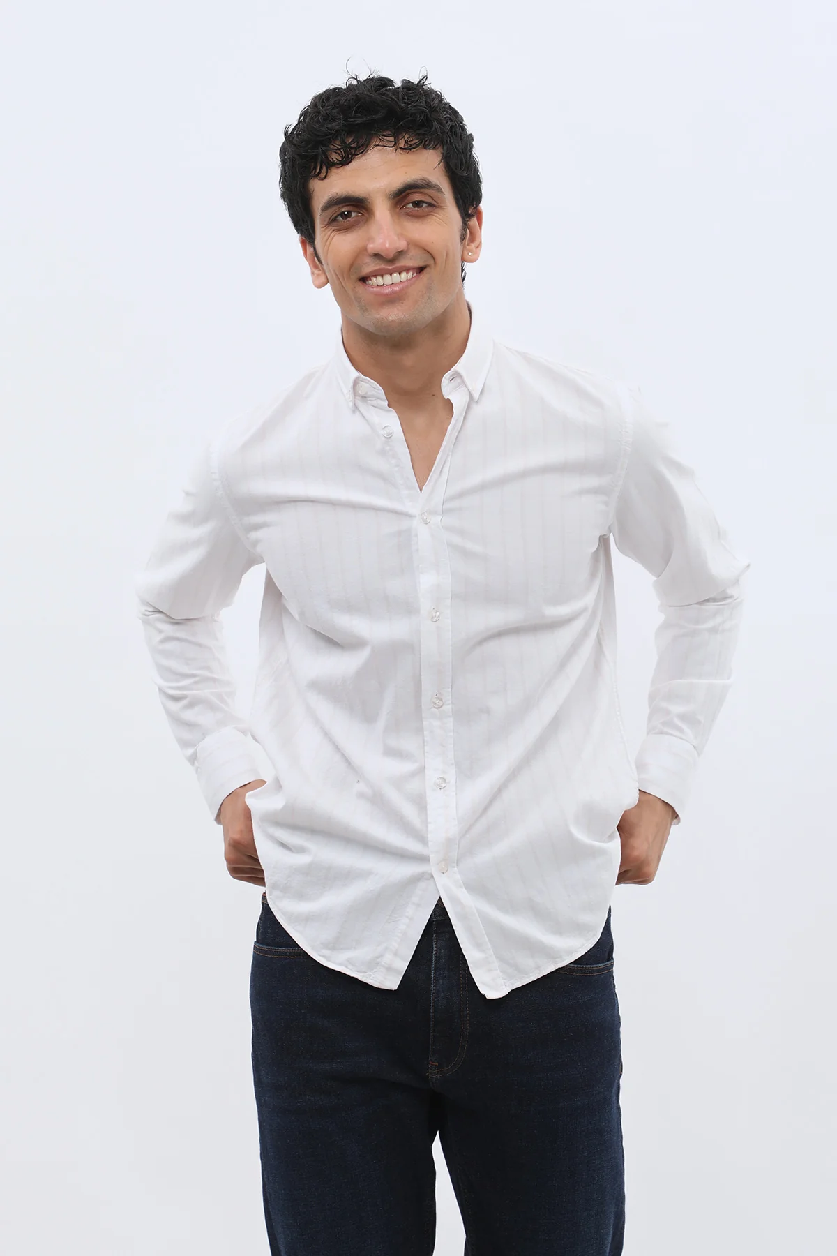 قميص أكسفورد مخطط بقبة بأزرار من SHIRTSPRO - لون بيج - Image 4