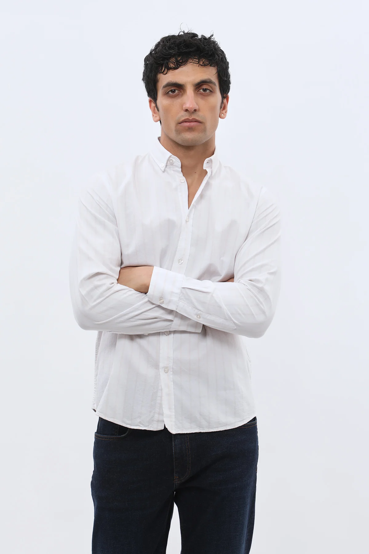 قميص أكسفورد مخطط بقبة بأزرار من SHIRTSPRO - لون بيج - Image 6