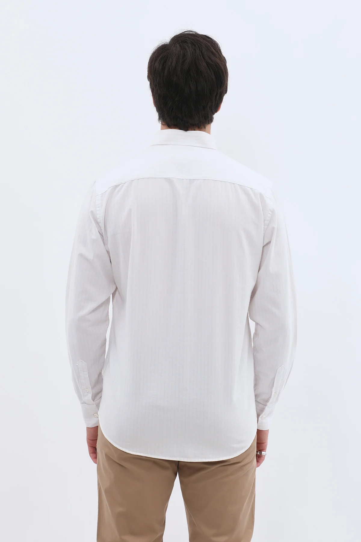 قميص أكسفورد مخطط بقبة بأزرار من SHIRTSPRO - لون بيج
 - Image 4