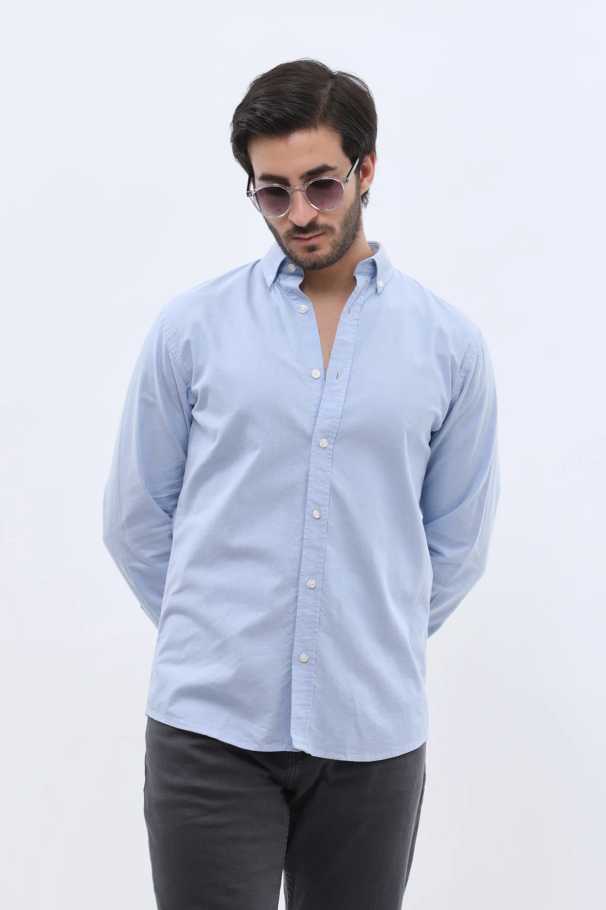 قميص أكسفورد بقبة بأزرار من SHIRTSPRO - لون أزرق - Image 2