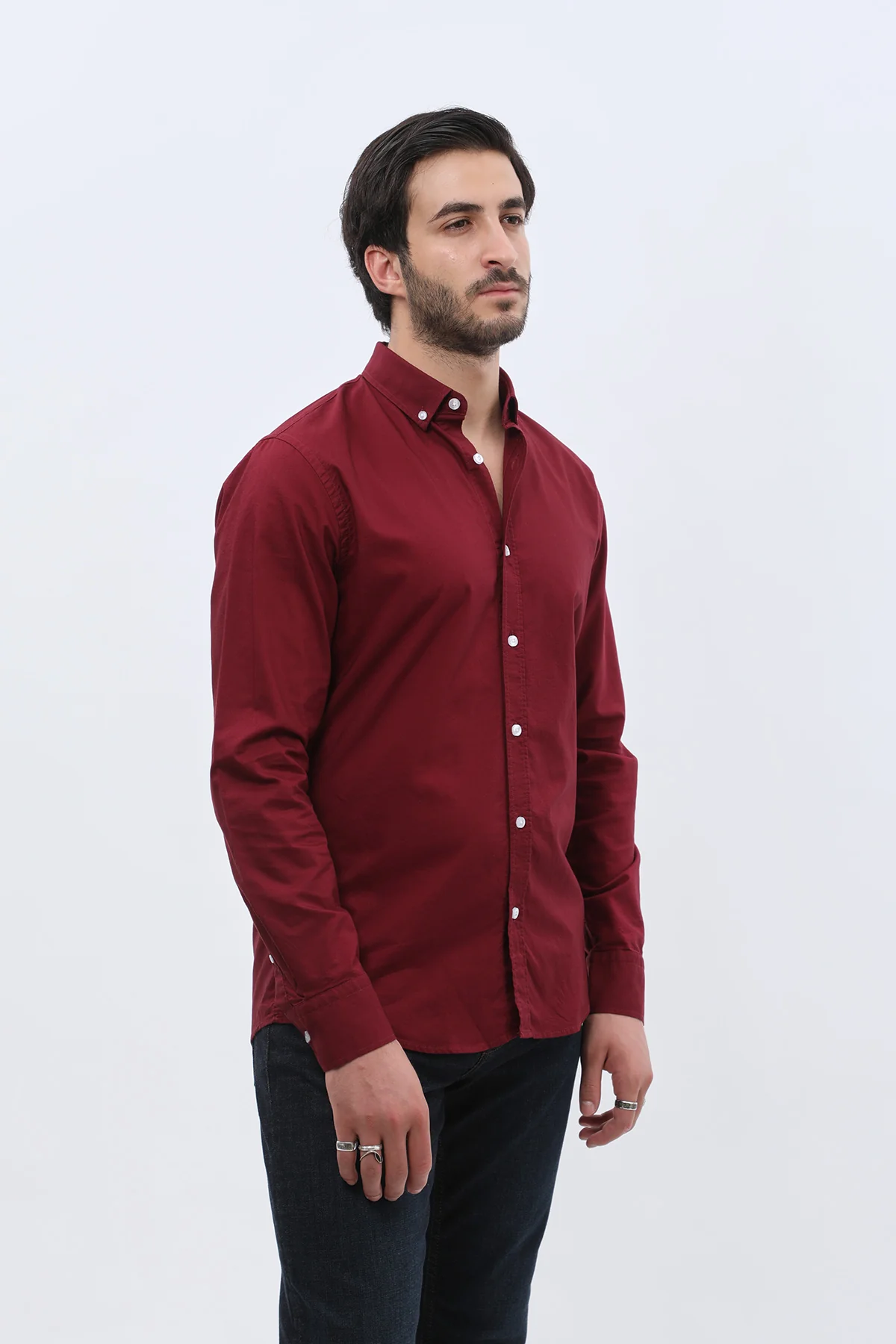 قميص أوكسفورد بقبة بأزرار من SHIRTSPRO - لون أحمر بورجندي - Image 4