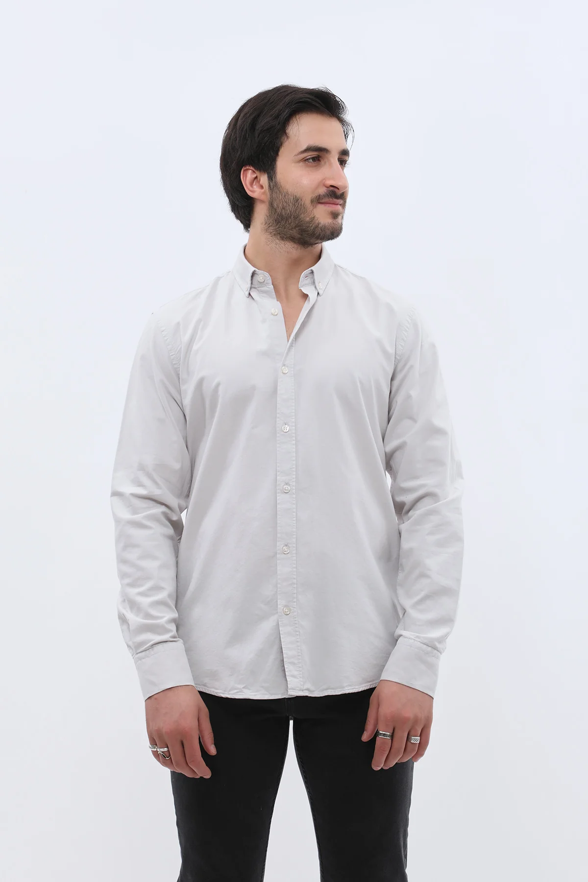 قميص أكسفورد بقبة بأزرار من SHIRTSPRO - لون رمادي - Image 3