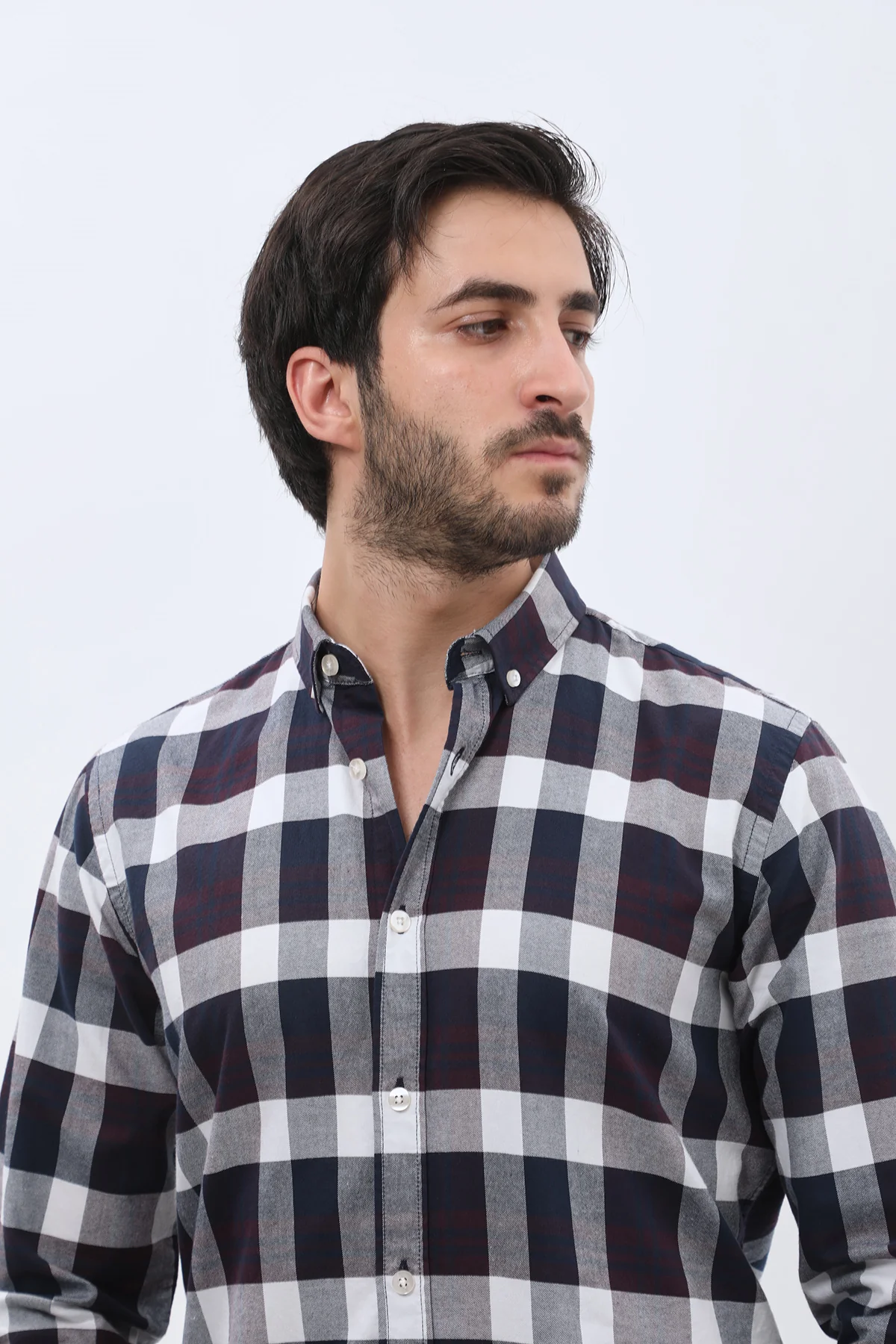قميص أكسفورد كاروهات بقبة بأزرار من SHIRTSPRO - لون أبيض - Image 3