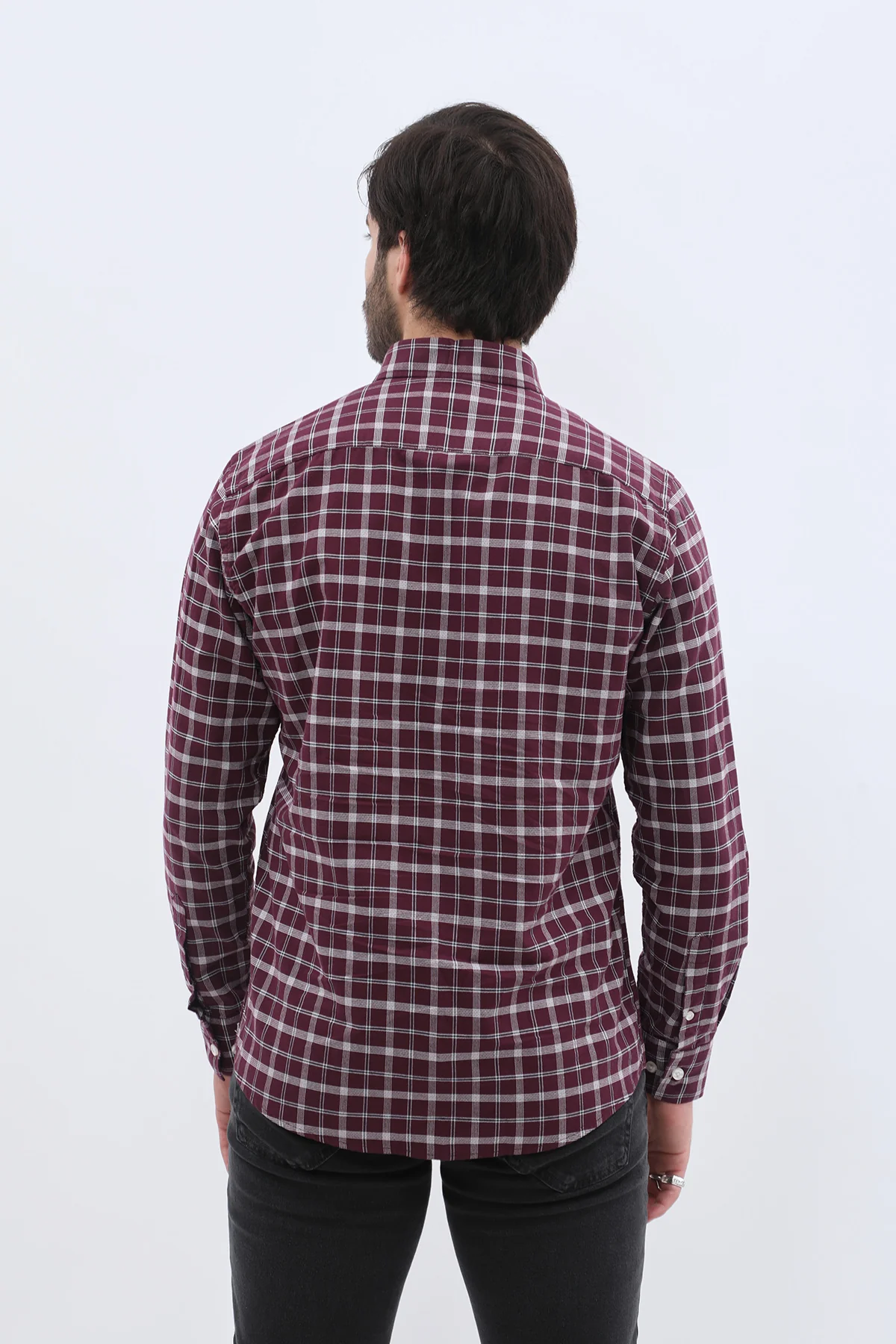 قميص أكسفورد كاروهات بقبة بأزرار من SHIRTSPRO - لون خمري - Image 4