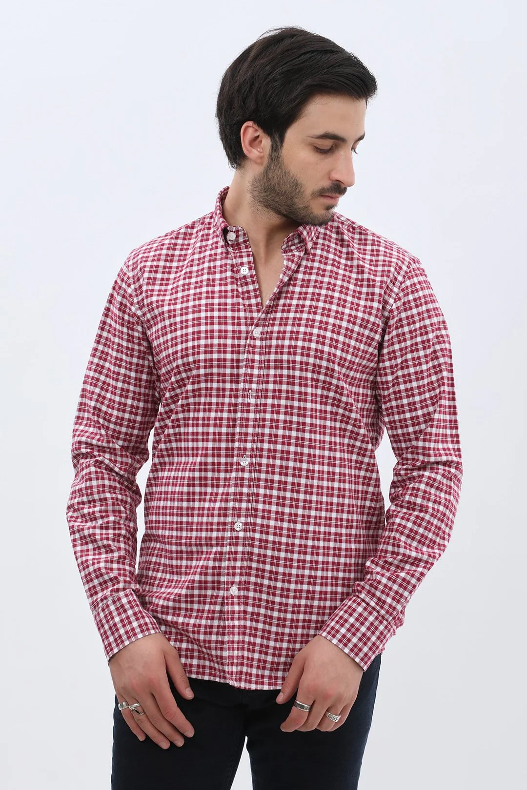 قميص أكسفورد كاروهات بقبة بأزرار من SHIRTSPRO - لون وردي - Image 3