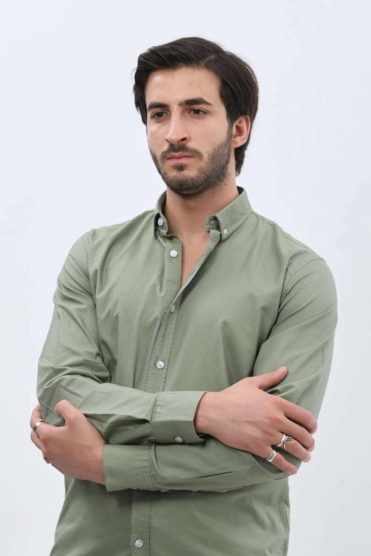 قميص أوكسفورد بقبة بأزرار من SHIRTSPRO - لون أخضر زيتوني
 - Image 3