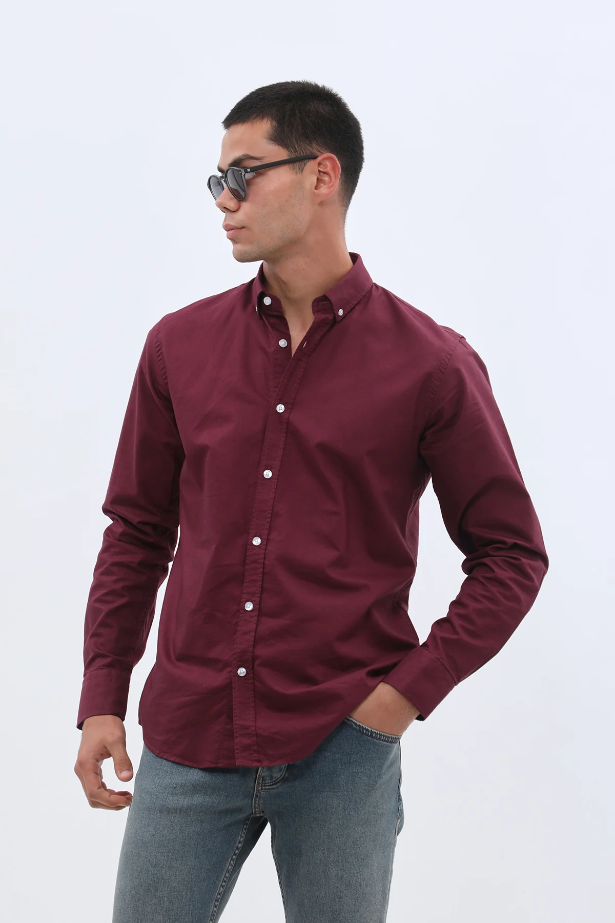 قميص أوكسفورد بقبة بأزرار من SHIRTSPRO - لون أرجواني - Image 2