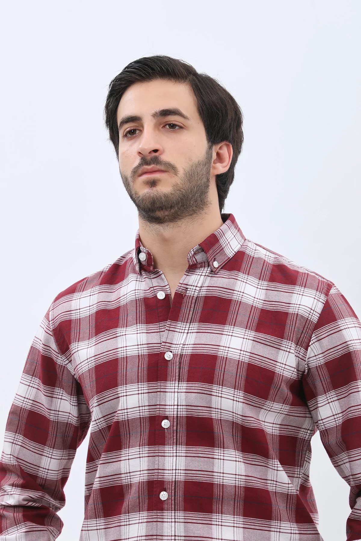 قميص أكسفورد كاروهات بقبة بأزرار من SHIRTSPRO - لون أحمر
 - Image 3