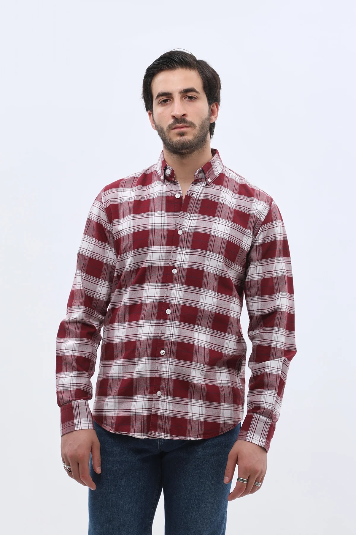 قميص أكسفورد كاروهات بقبة بأزرار من SHIRTSPRO - لون أحمر
 - Image 4