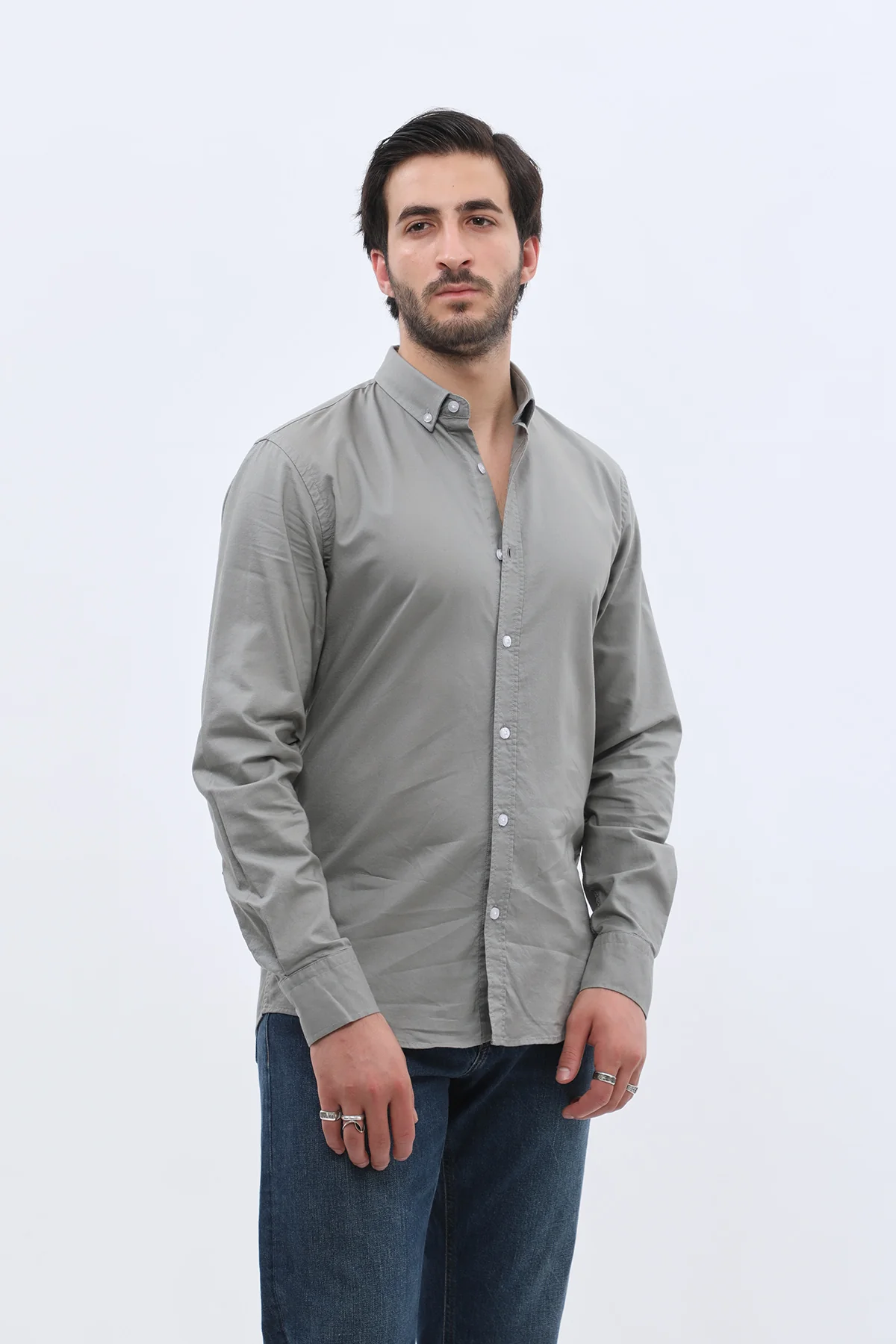 قميص أوكسفورد بقبة بأزرار من SHIRTSPRO - لون رمادي باهت - Image 4