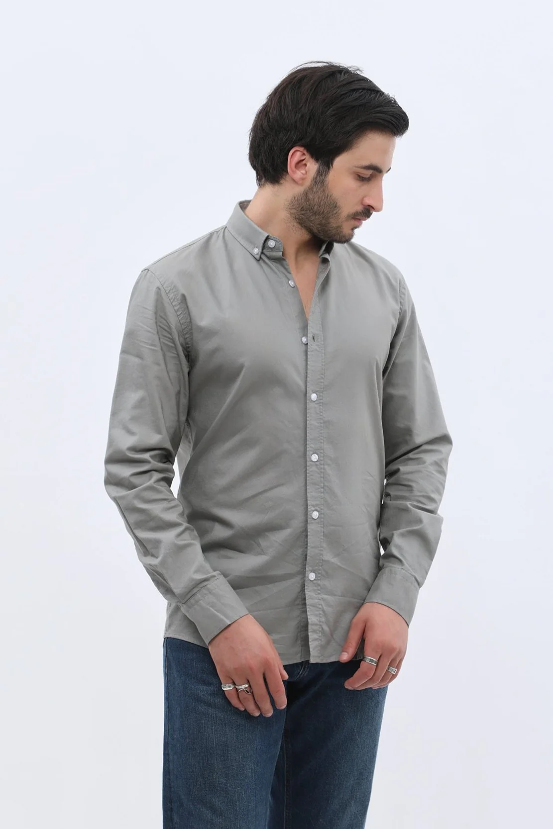 قميص أوكسفورد بقبة بأزرار من SHIRTSPRO - لون رمادي باهت - Image 5