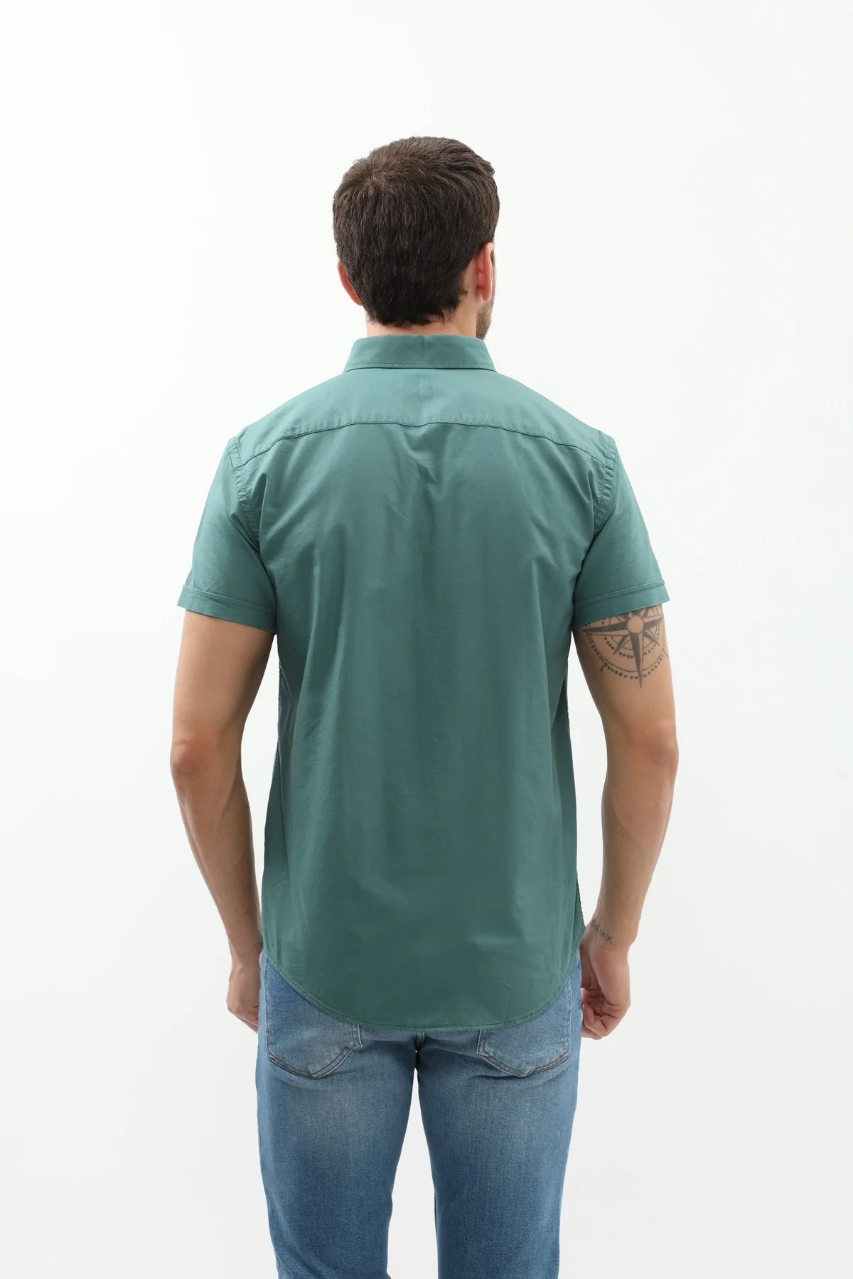 قميص أكسفورد بأكمام قصيرة وقبة بأزرار من SHIRTSPRO - لون أخضر عتيق - Image 5