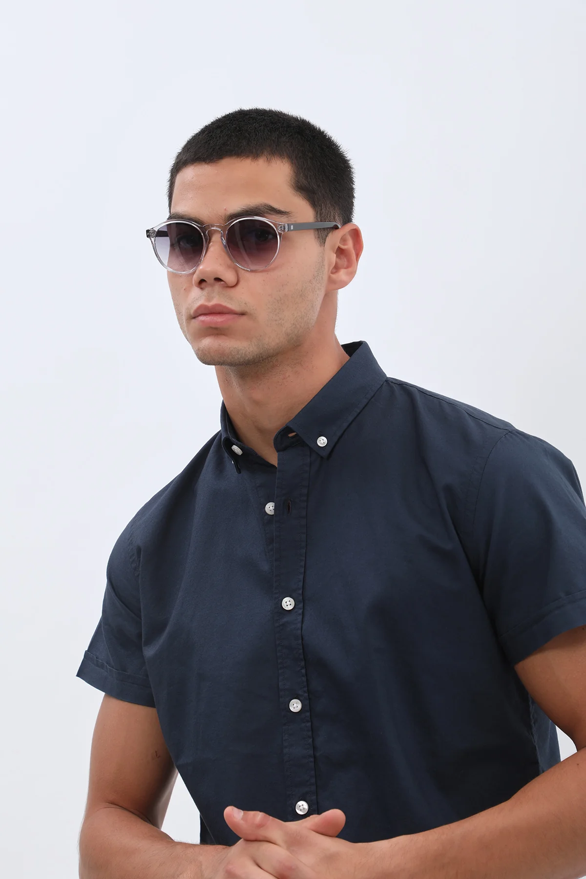 قميص أكسفورد بأكمام قصيرة وقبة بأزرار من SHIRTSPRO - لون التوت الأزرق

 - Image 3