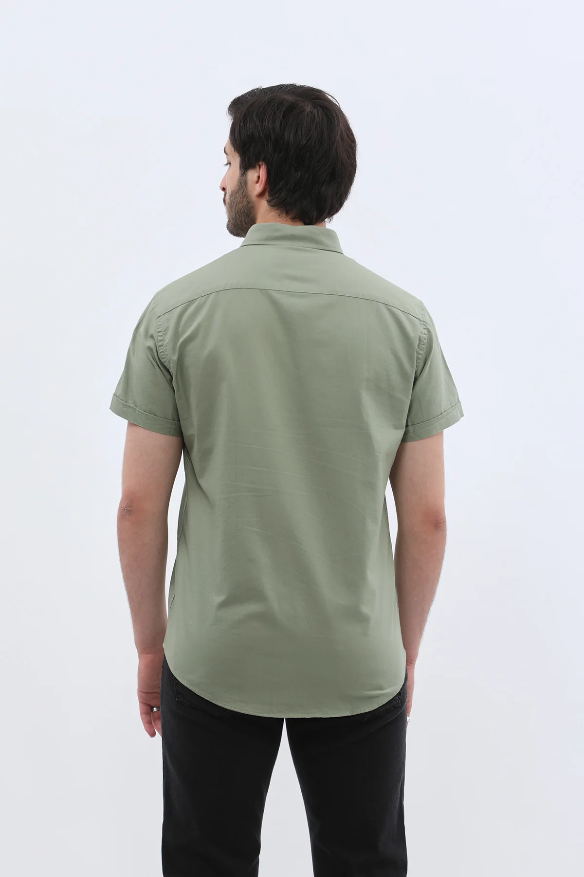 قميص أكسفورد بأكمام قصيرة وقبة بأزرار من SHIRTSPRO - لون أخضر زيتوني - Image 4