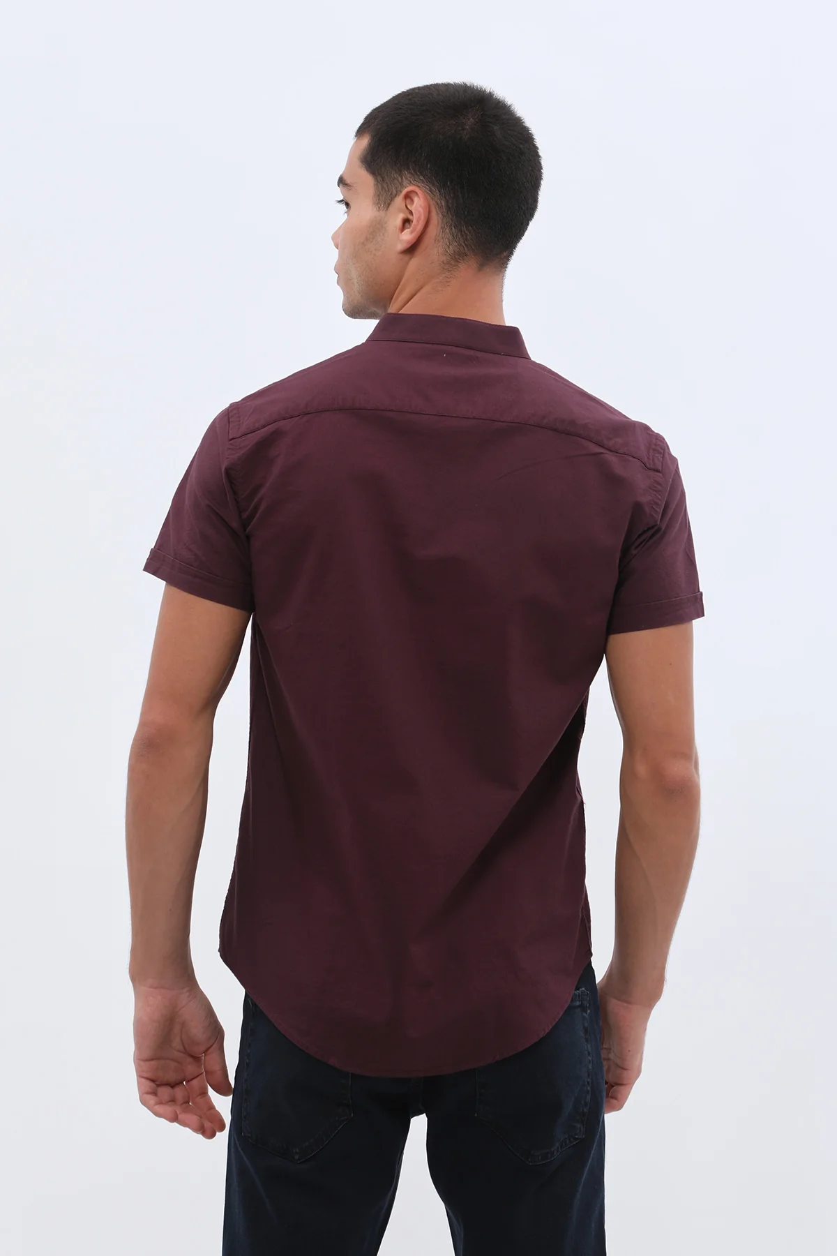 قميص أكسفورد بأكمام قصيرة وقبة ماندارين من SHIRTSPRO - لون بنفسجي - Image 5