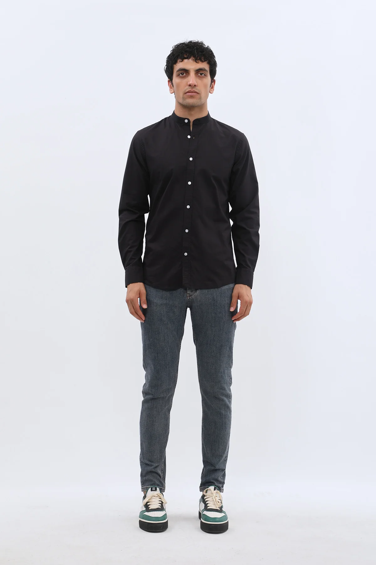 قميص أوكسفورد بقبة ماندارين من SHIRTSPRO - لون أسود
 - Image 4