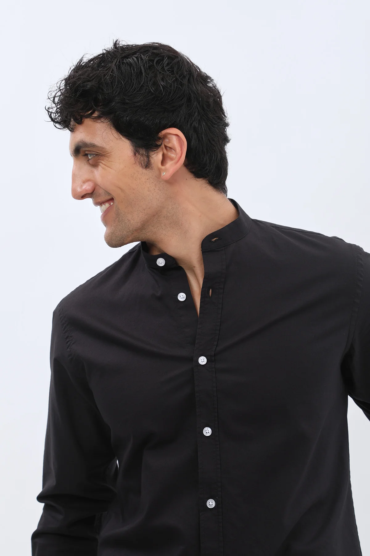 قميص أوكسفورد بقبة ماندارين من SHIRTSPRO - لون أسود
 - Image 5