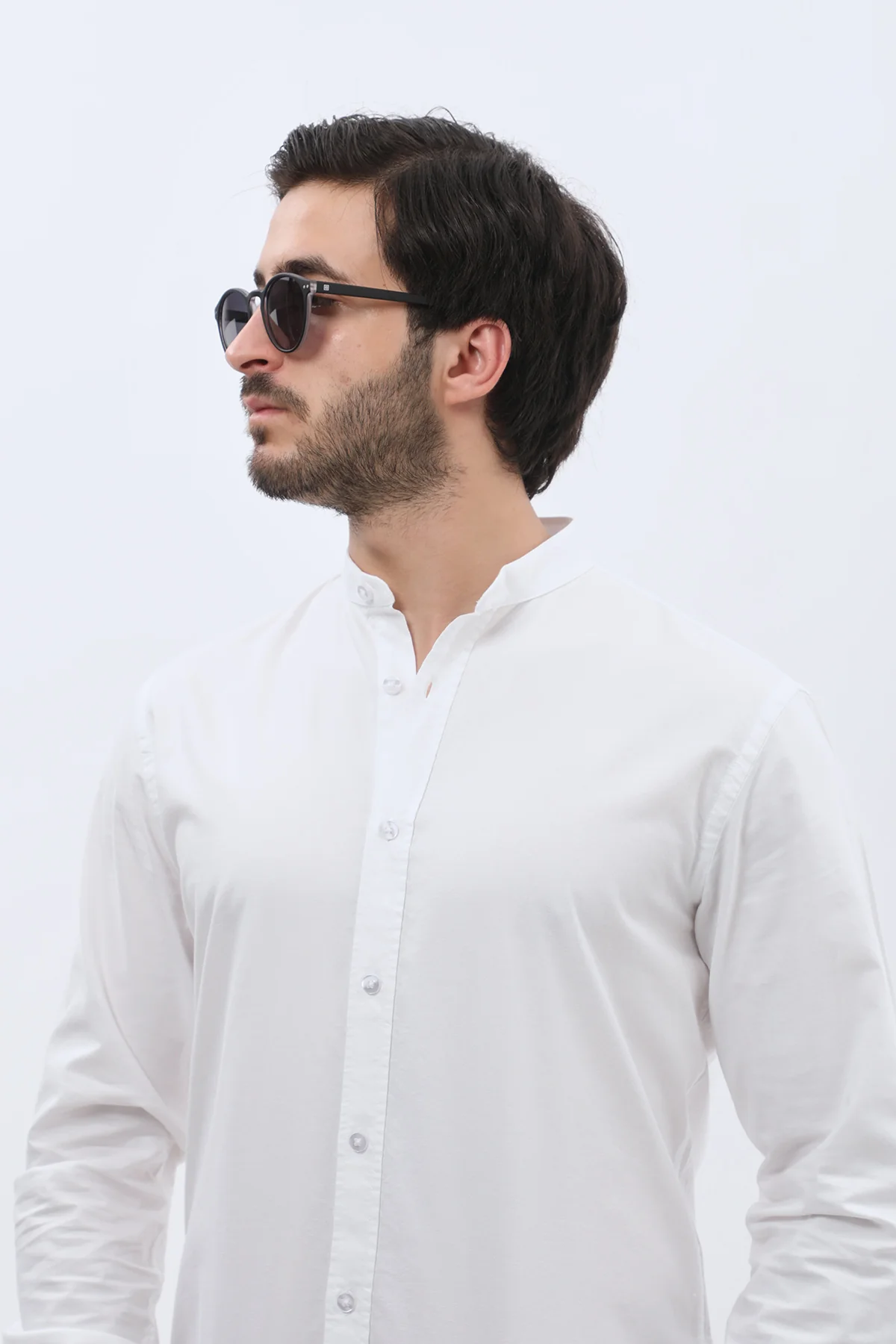 قميص أكسفورد بقبة ماندارين من SHIRTSPRO - لون أبيض

 - Image 3