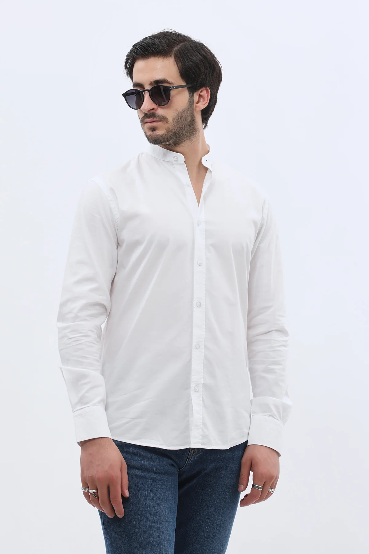 قميص أكسفورد بقبة ماندارين من SHIRTSPRO - لون أبيض

 - Image 4