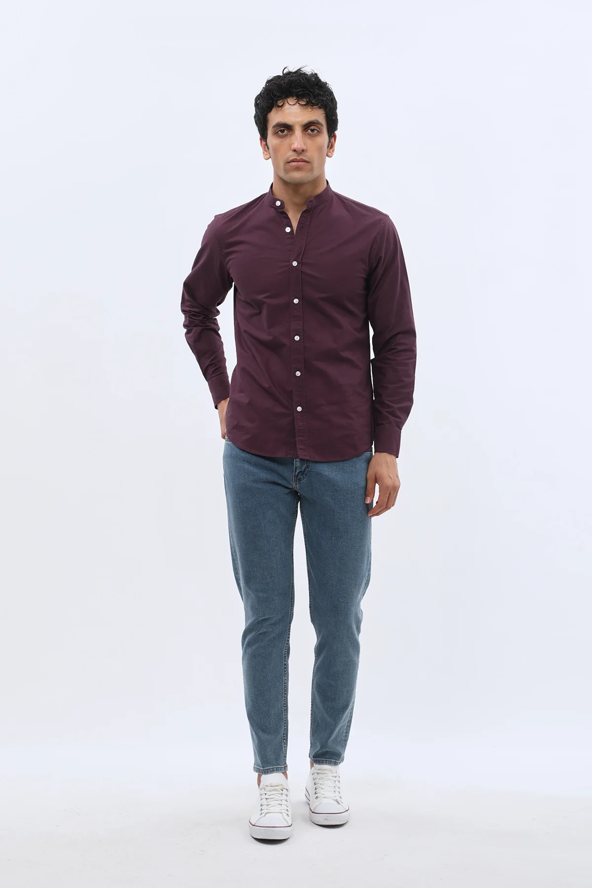 قميص أكسفورد بقبة ماندارين من SHIRTSPRO - لون أرجواني
 - Image 3