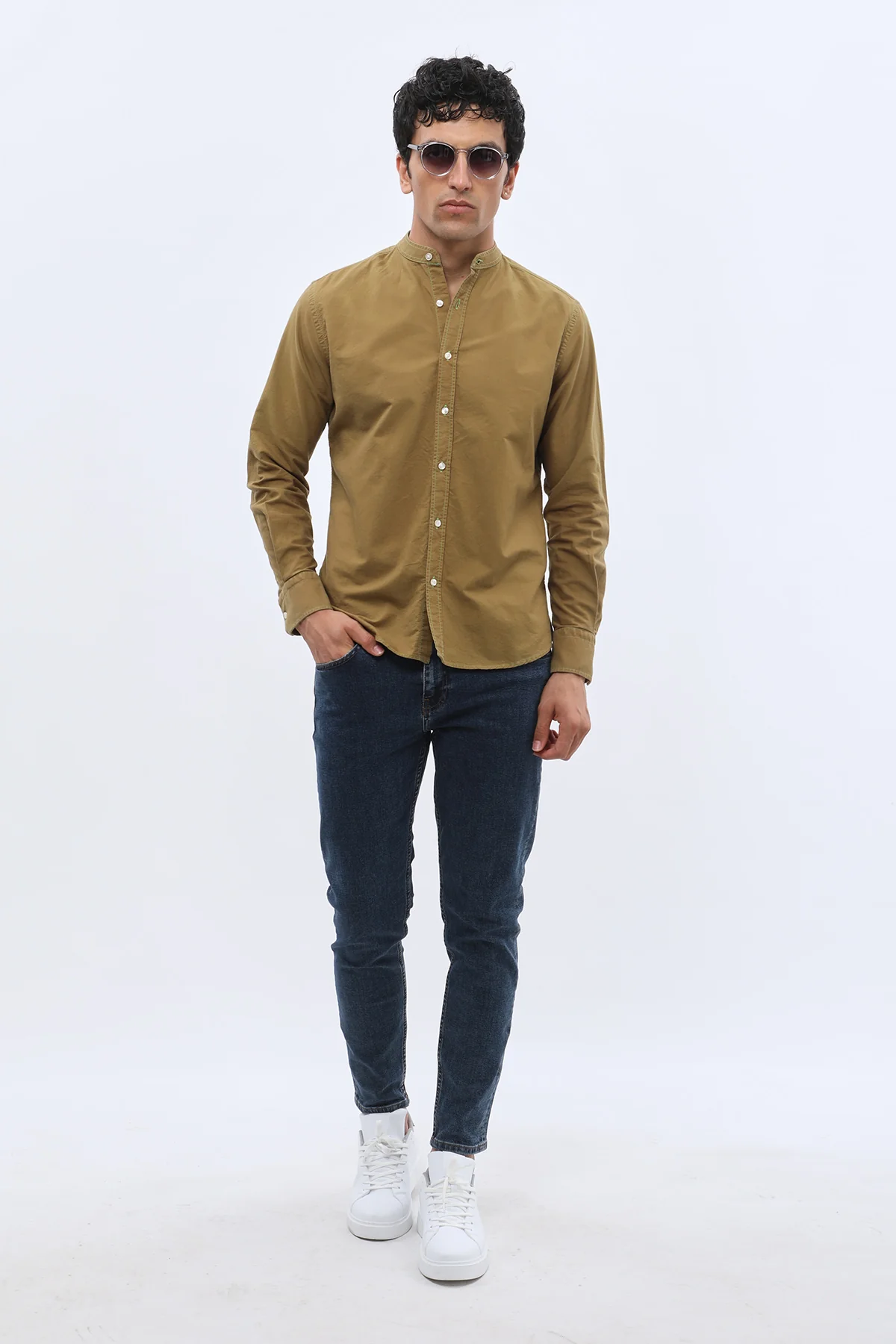 قميص أكسفورد بقبة ماندارين من SHIRTSPRO - لون أخضر

 - Image 3